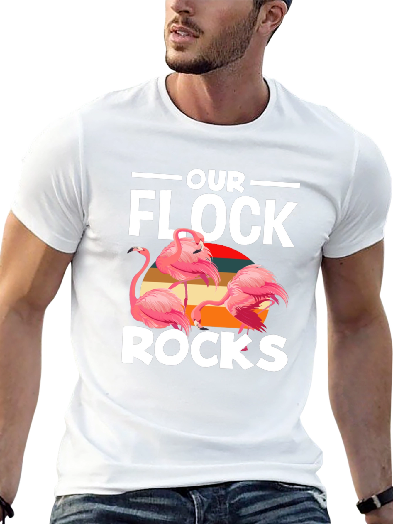 Black Our Flock Rocks Flamingo Graphic Tee view 13