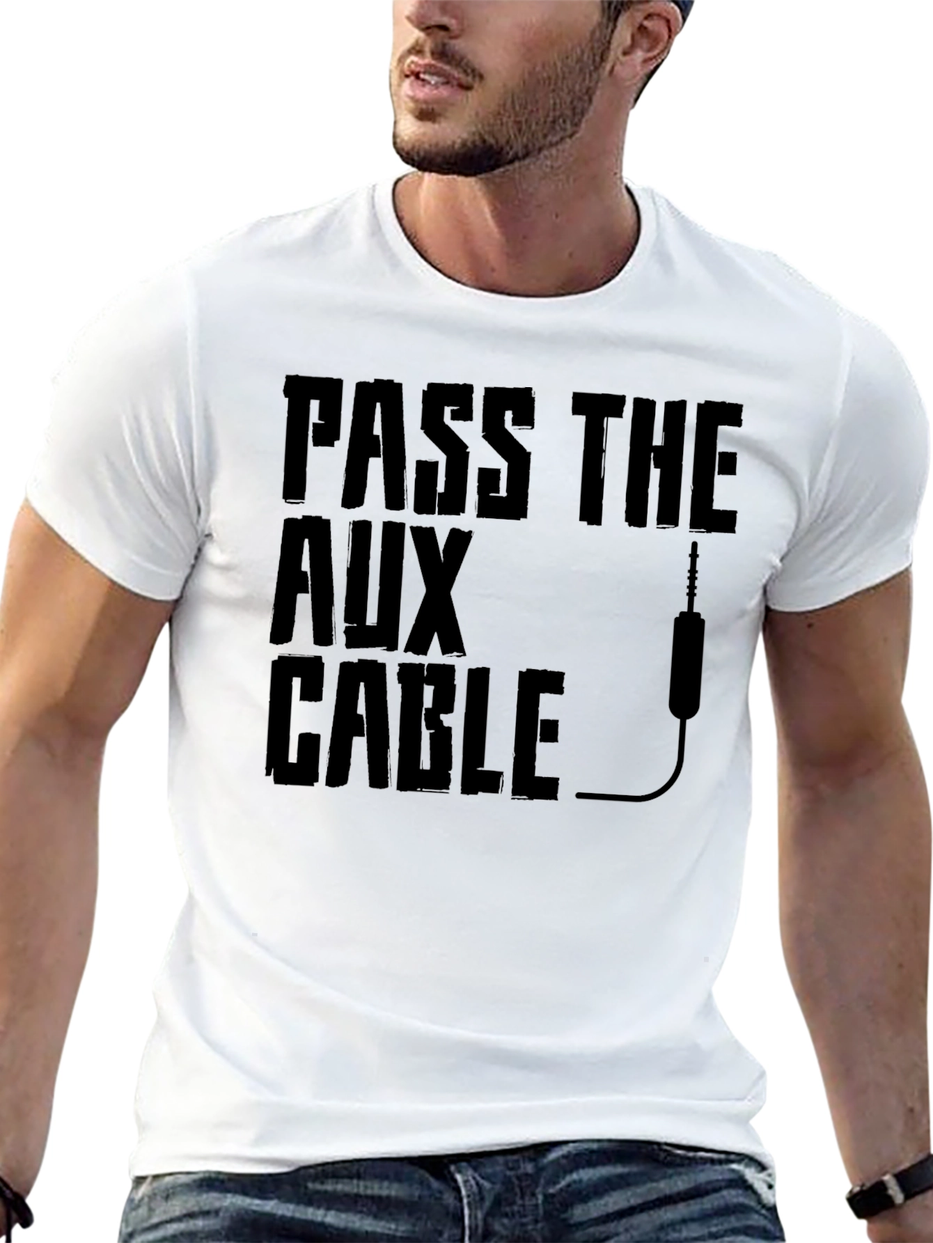 Black Pass the Aux Cable Graphic T-Shirt - Black view 13