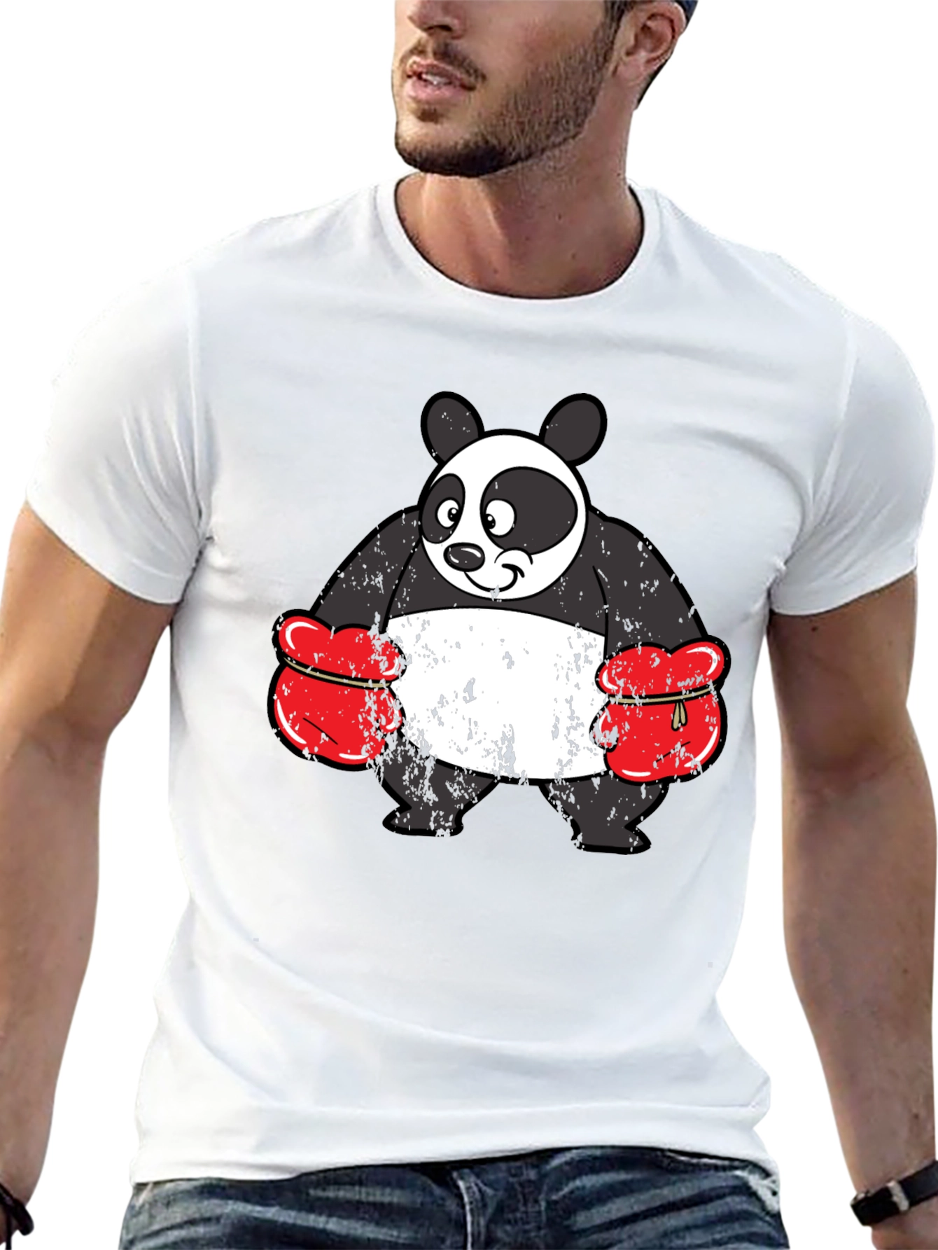 Black Panda Boxer Graphic Tee - Funny Novelty Shirt view 13