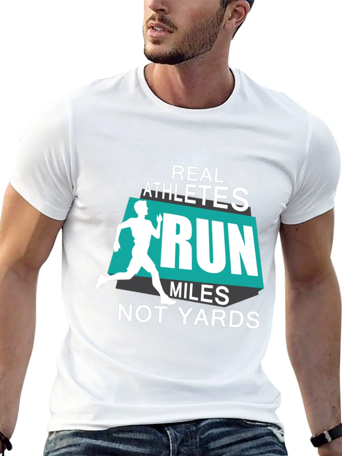 Black Real Athletes Run Miles T-Shirt view 13