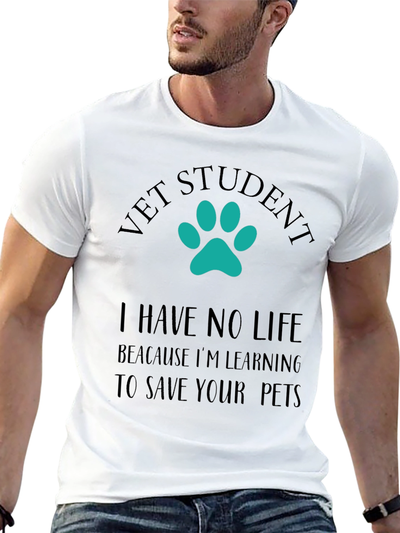 Black Vet Student Paw Print Graphic Tee - Black view 13
