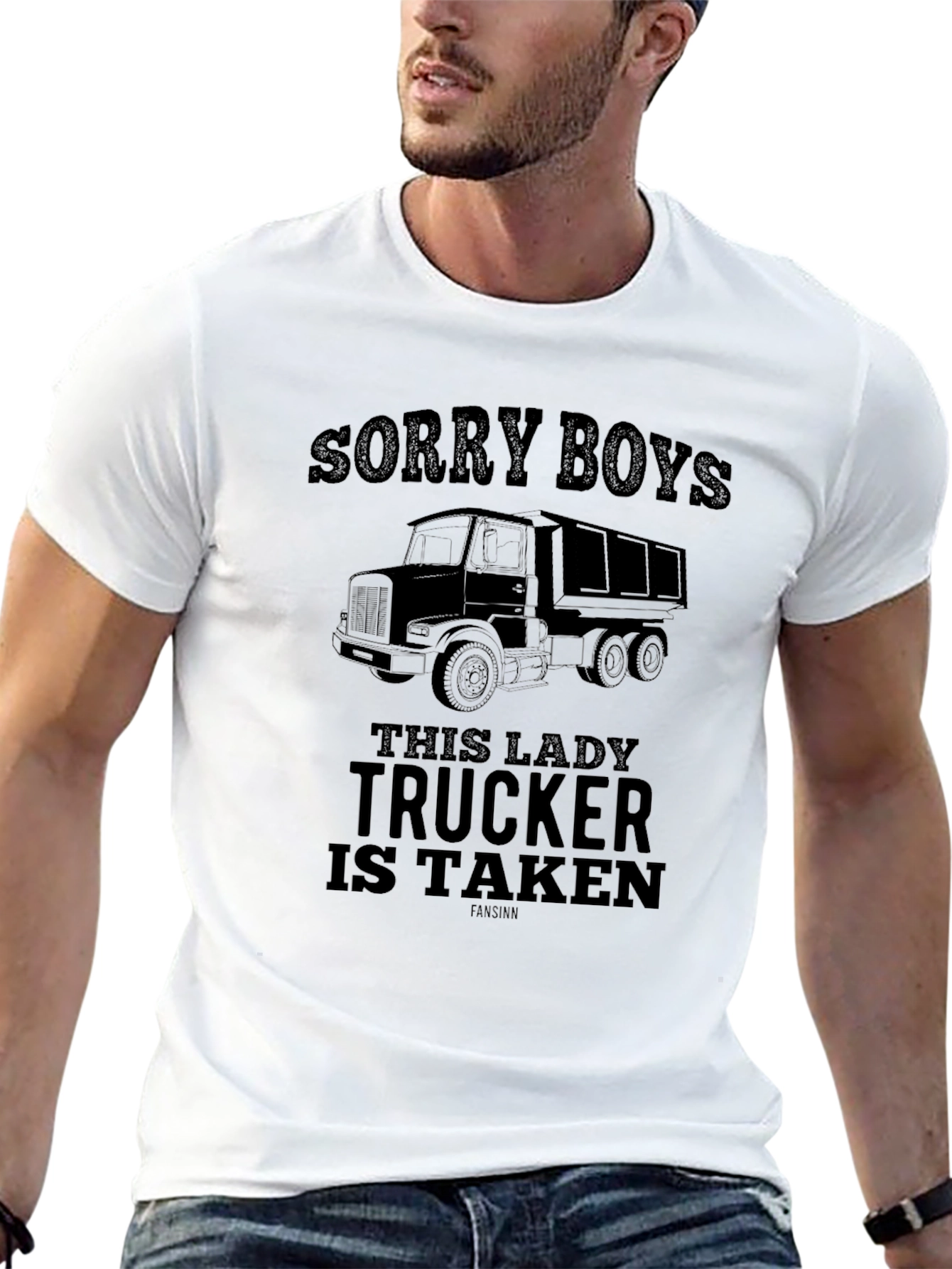 Black Sorry Boys, This Lady Trucker is Taken T-Shirt view 13