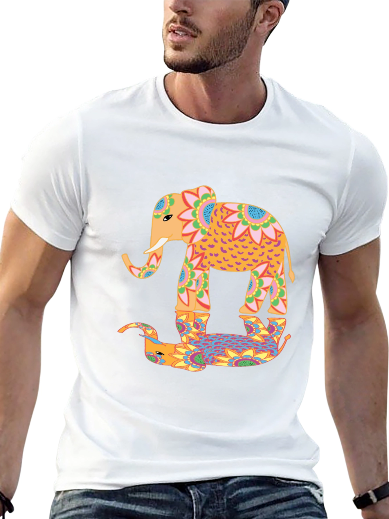 Black Elephant Reflection Graphic Tee - Unique Design view 13
