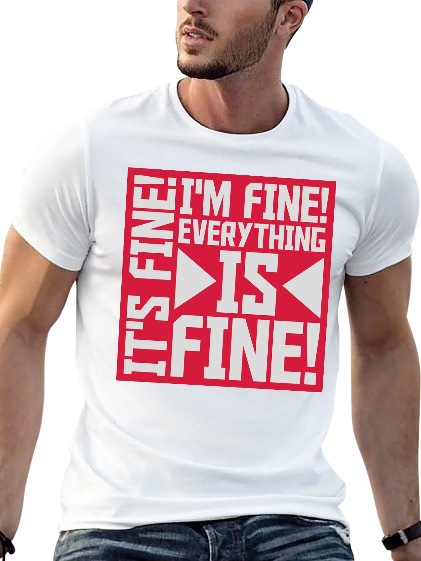 Black I'm Fine Everything is Fine Funny Graphic Tee view 13