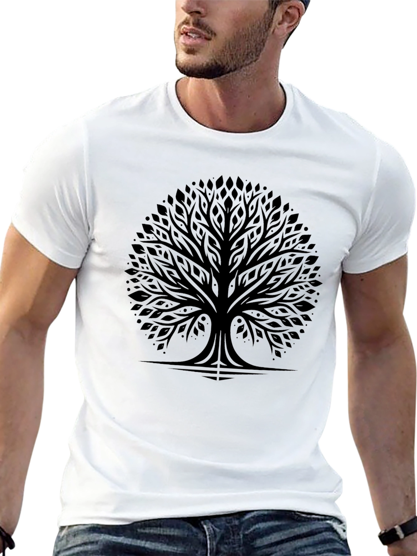 Black Tree of Life Graphic Tee - Black Cotton T-Shirt view 13