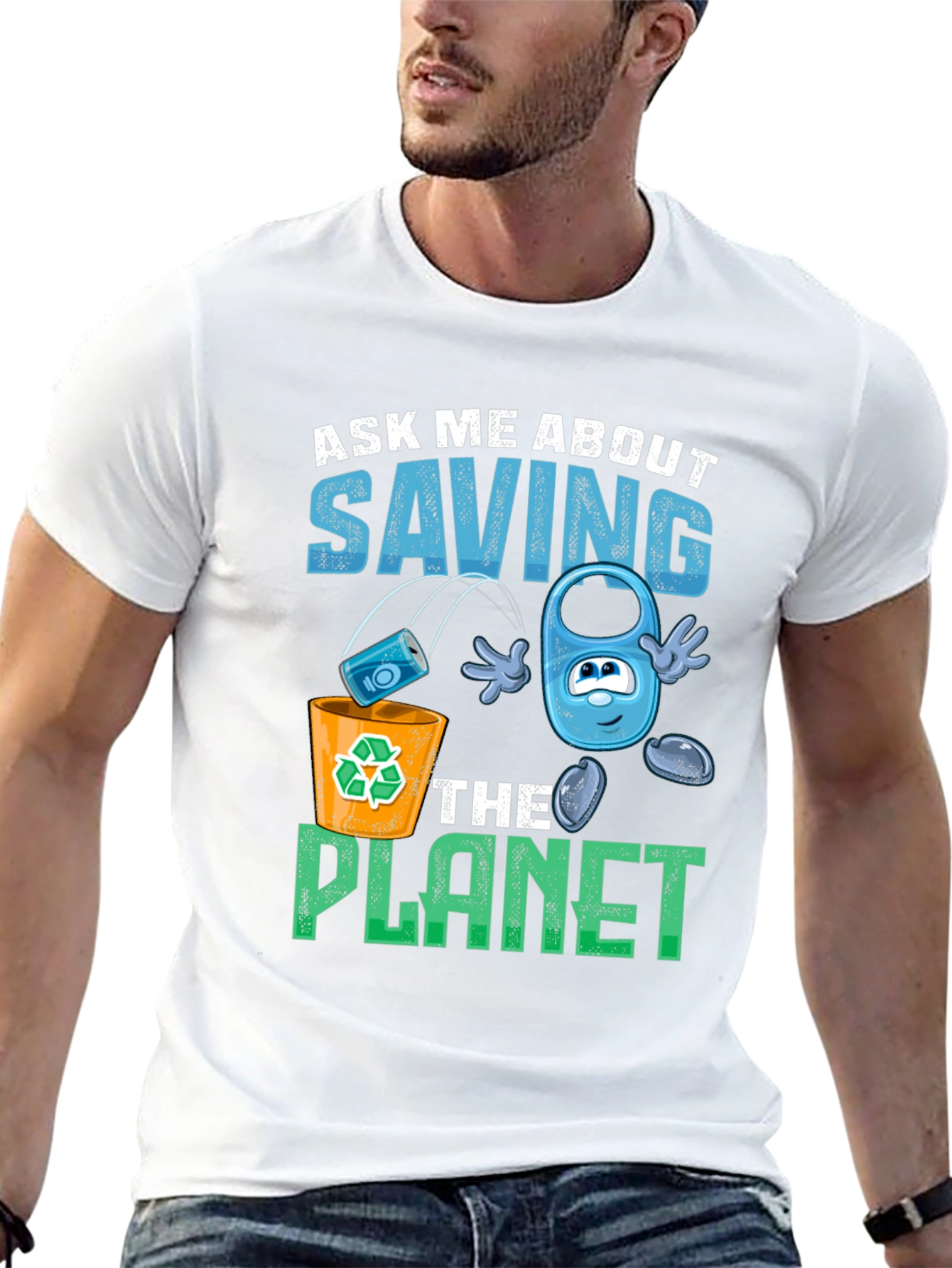 Black Eco-Friendly "Save the Planet" Graphic T-Shirt view 13