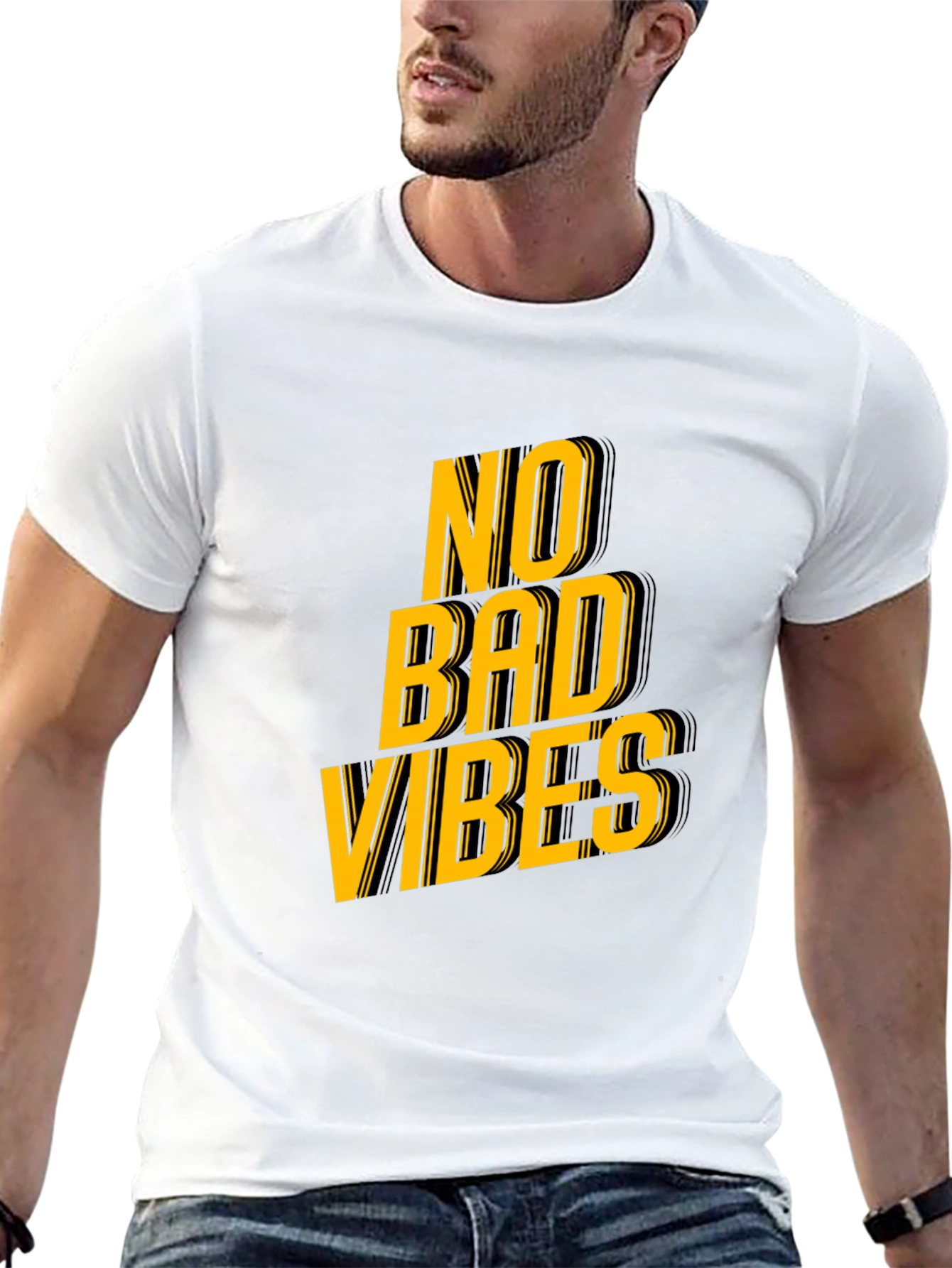 Black No Bad Vibes Graphic Tee - Trendy Black T-Shirt view 13