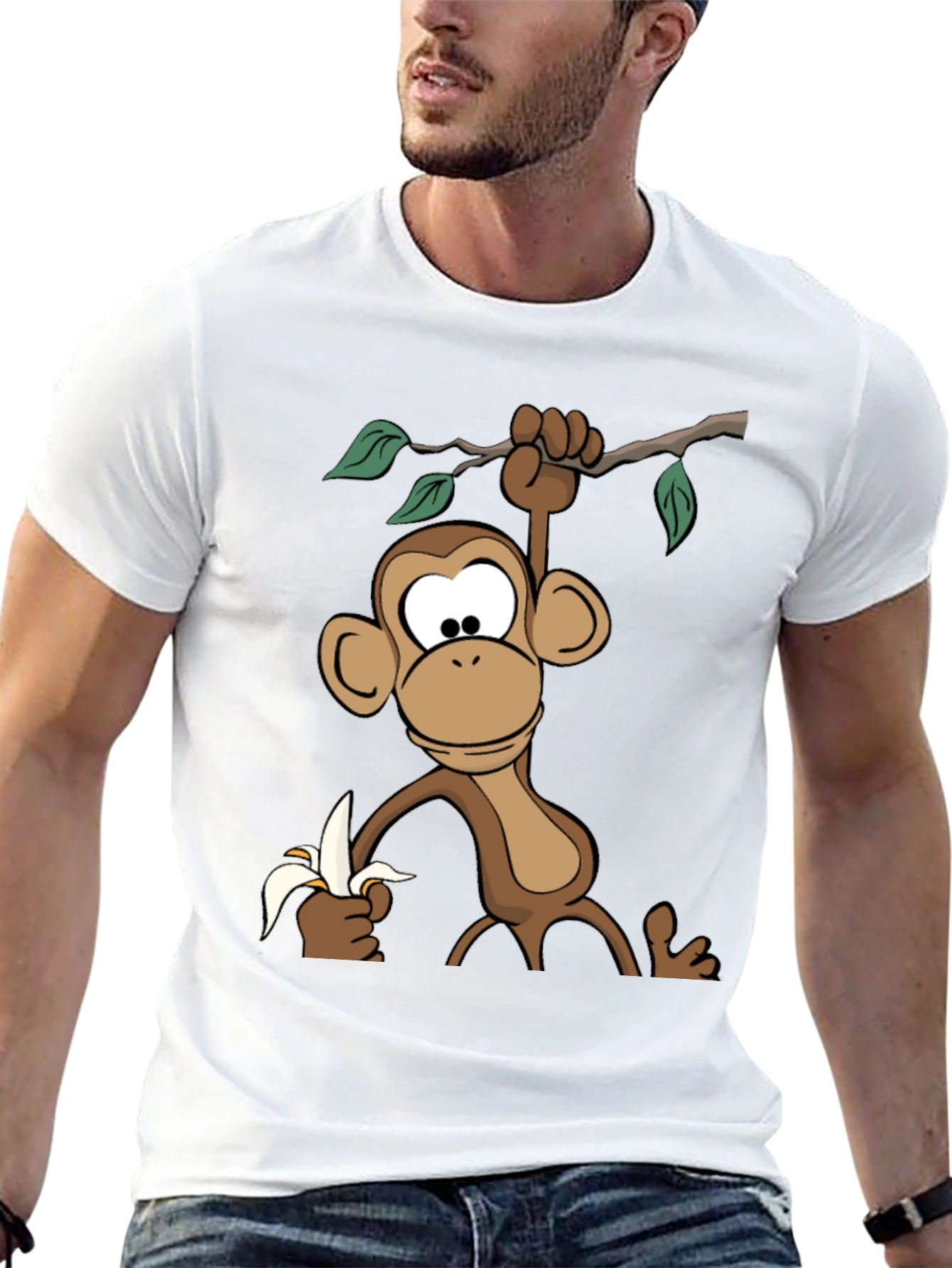 Monkey Banana Cartoon Graphic T-Shirt - 13