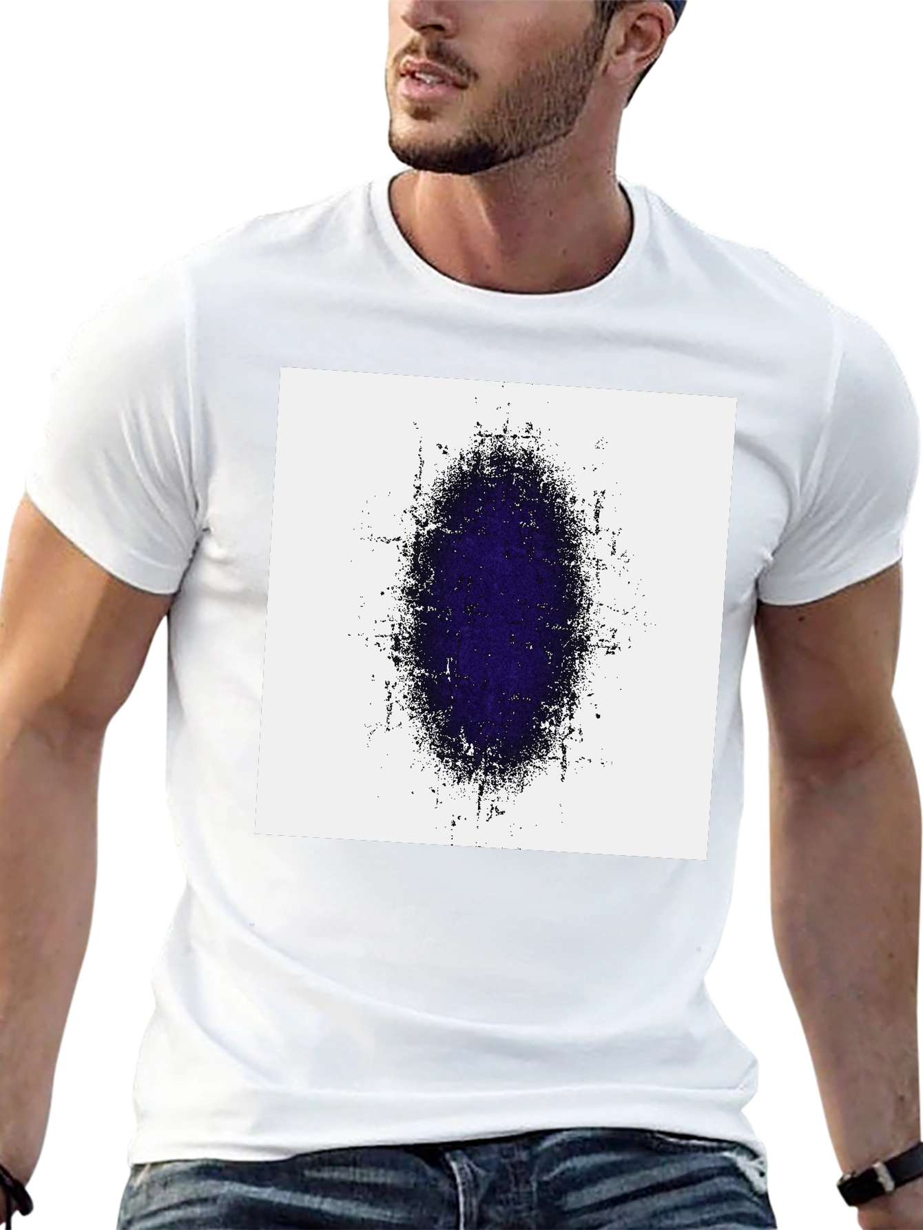 Black Abstract Oval Graphic Print Black T-Shirt view 13