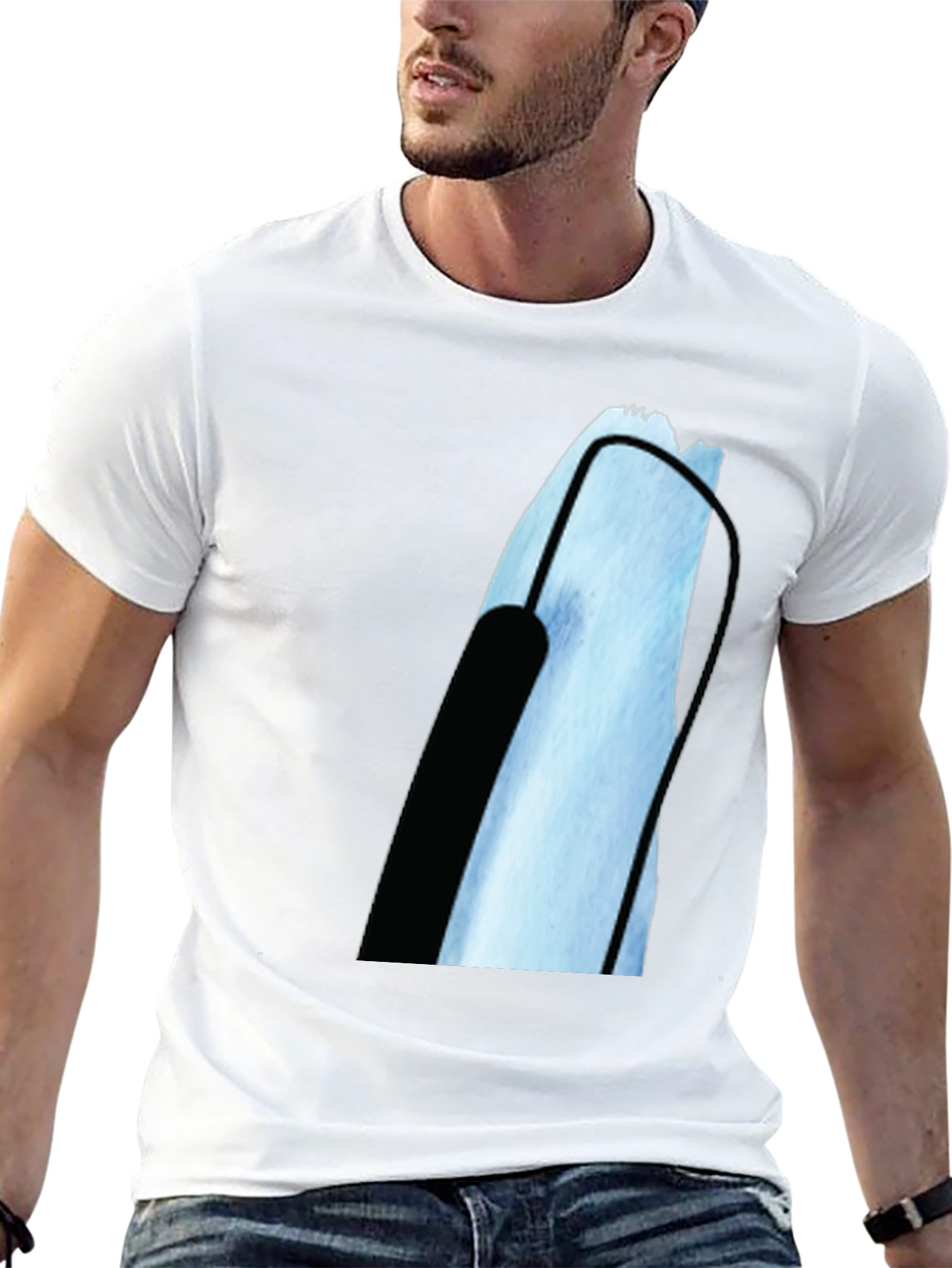 Black Modern Black T-Shirt with Abstract Graphic Print view 13