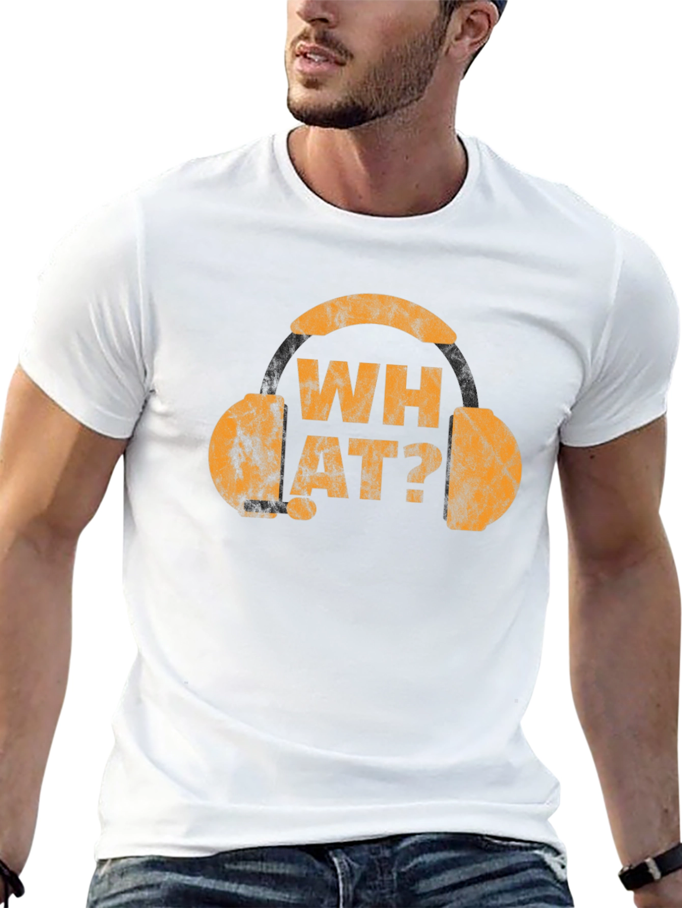 Black What? Graphic Tee - Novelty Headphone T-Shirt view 13