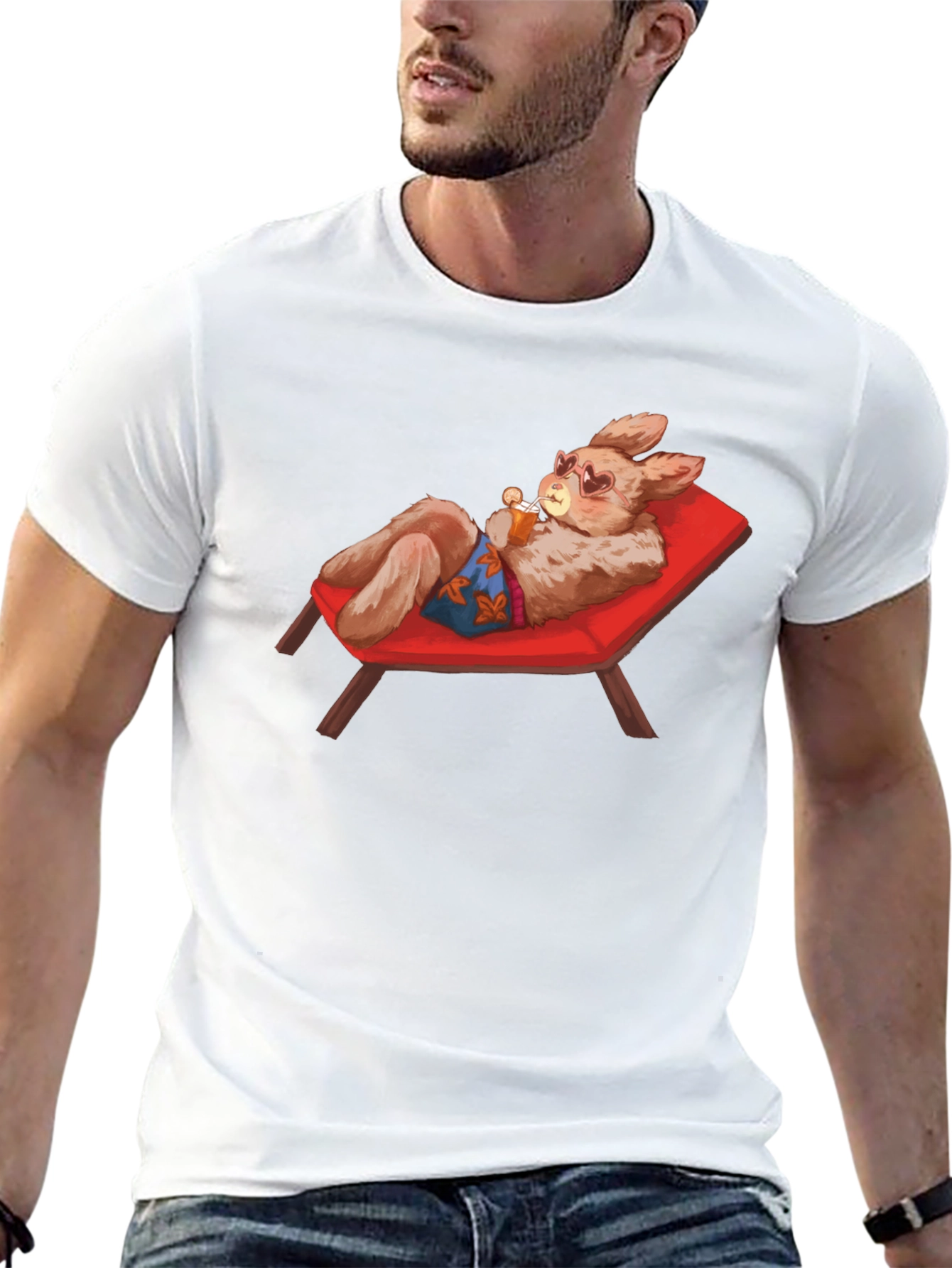 Black Relaxing Rabbit T-Shirt view 13