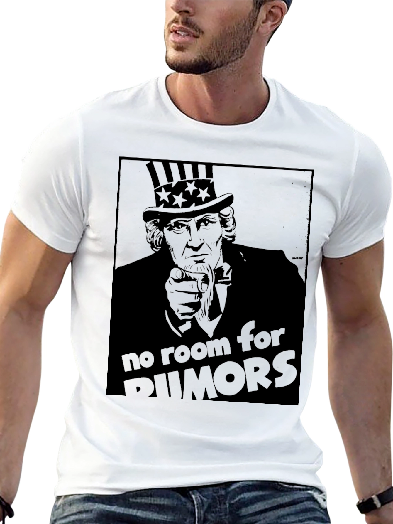 Black Uncle Sam "No Room For Rumors" Graphic T-Shirt view 13
