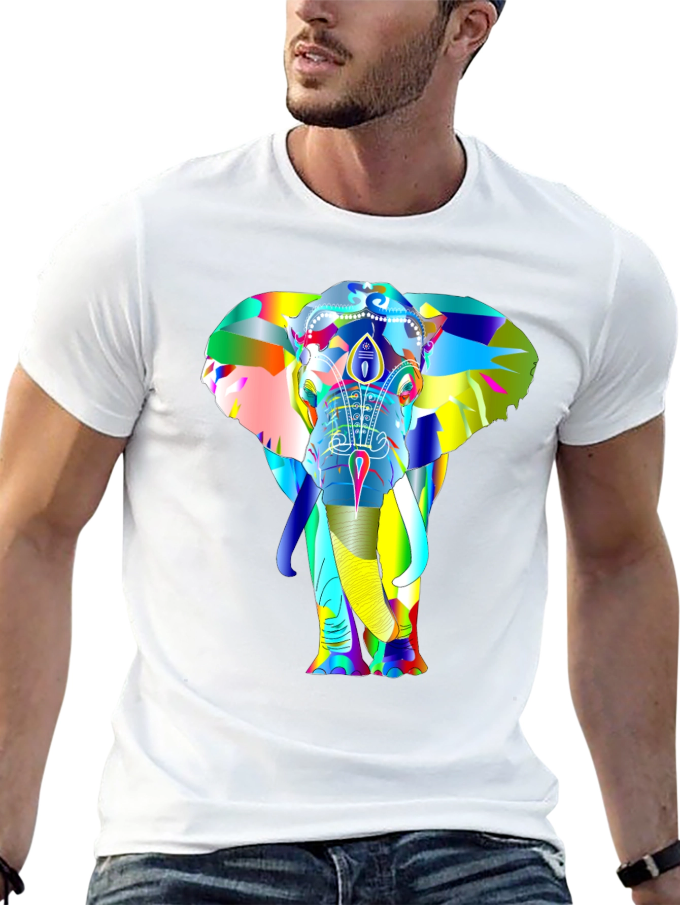 Black Colorful Elephant Graphic T-Shirt view 13