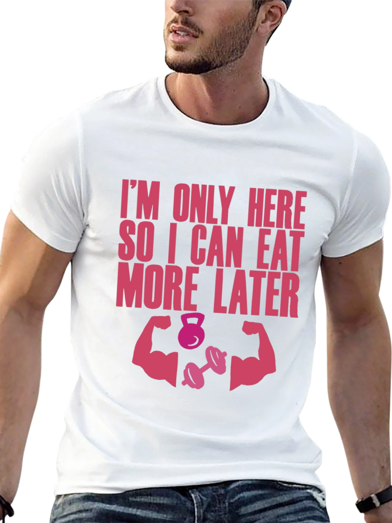 Black Funny Workout T-Shirt - Eat More Later Gym Tee view 13