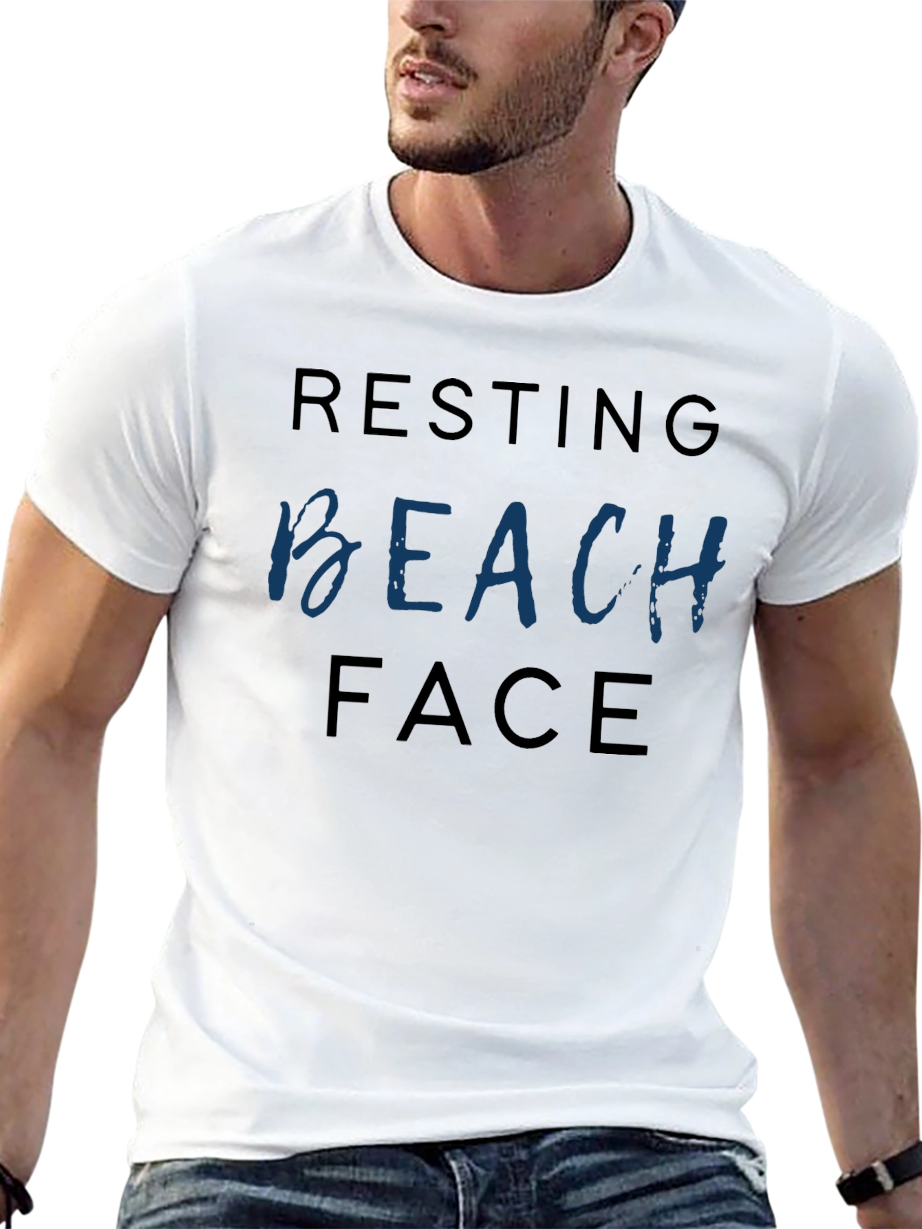 Black Resting Beach Face Black T-Shirt view 13