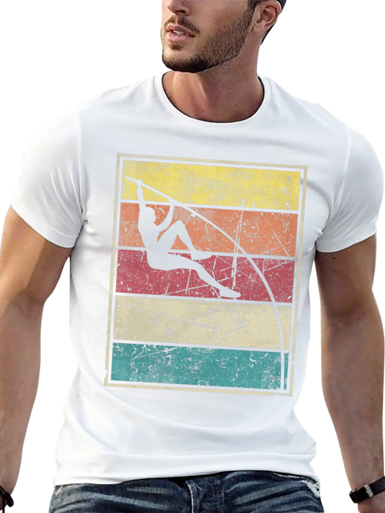 Black Retro Pole Vaulting T-Shirt view 13