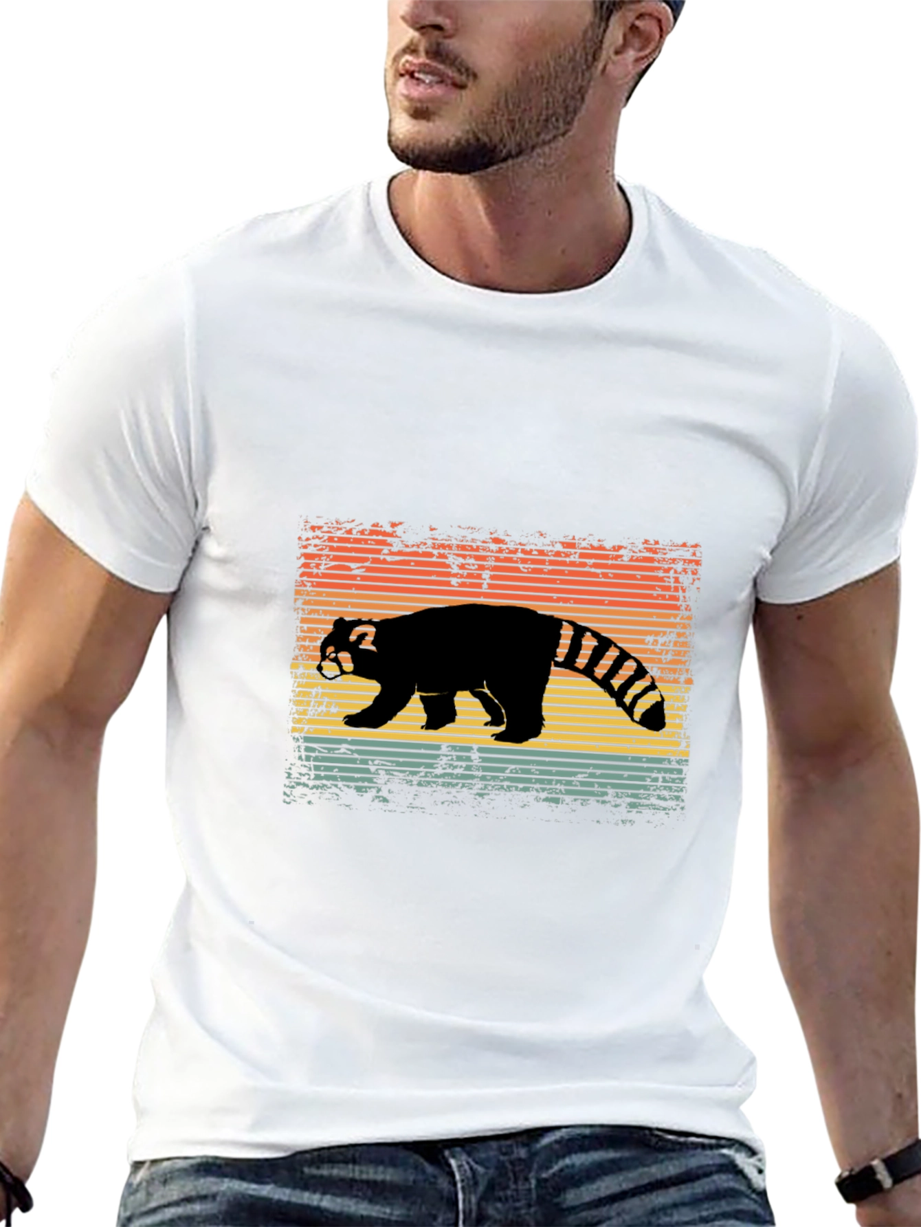 Black Retro Red Panda T-Shirt view 13