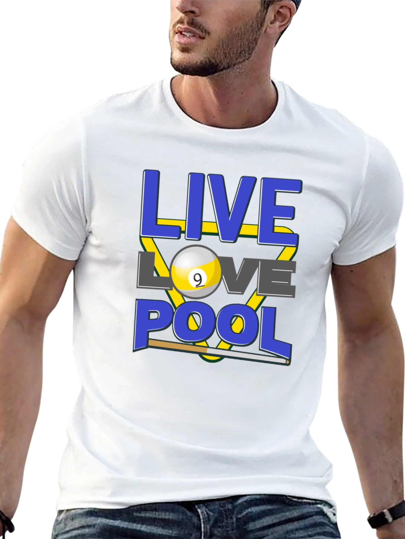 Black Live Love Pool T-Shirt - Billiards Graphic Tee view 13