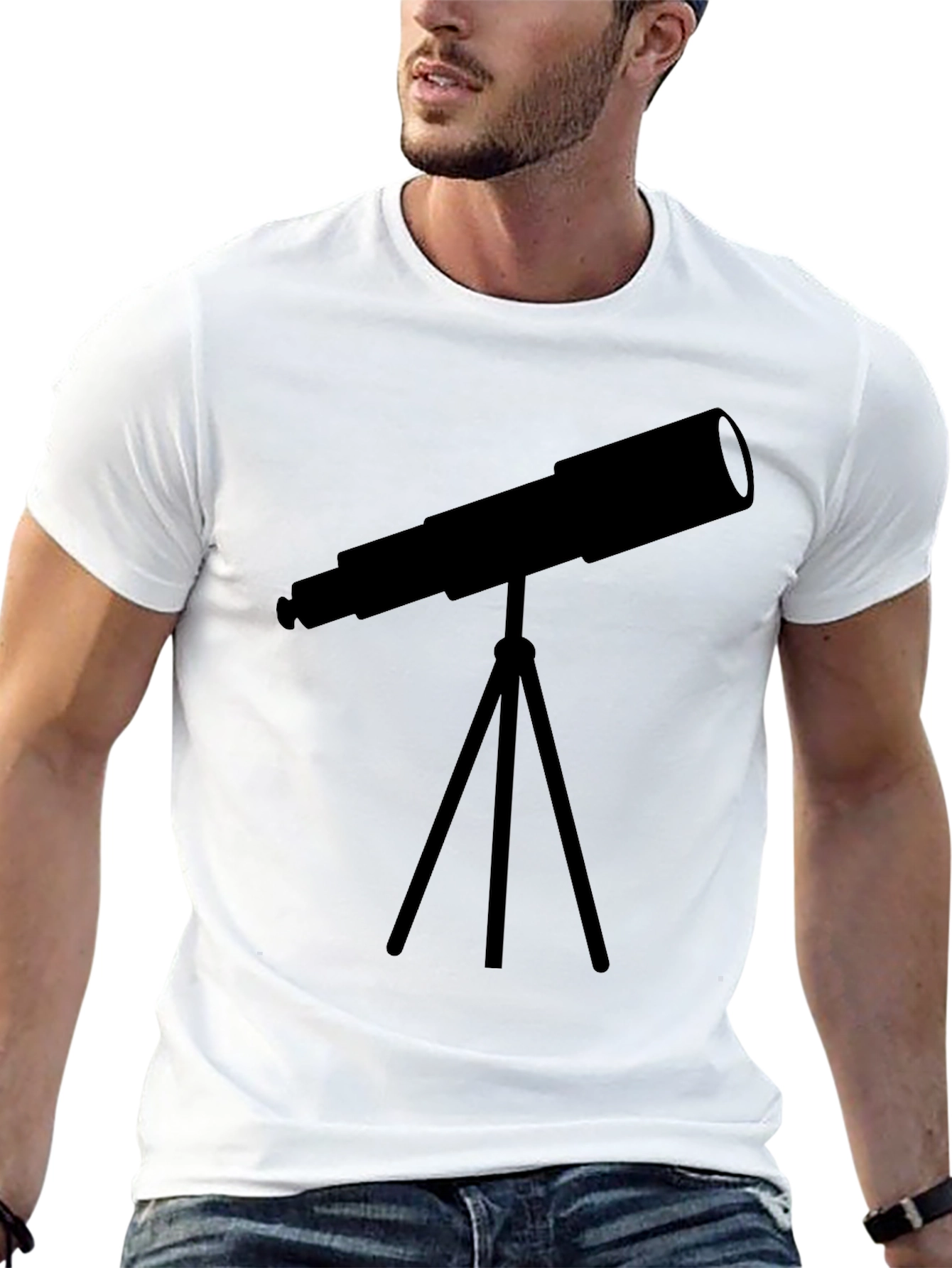 Black Telescope Graphic Tee - Stargazer Astronomy Shirt view 13