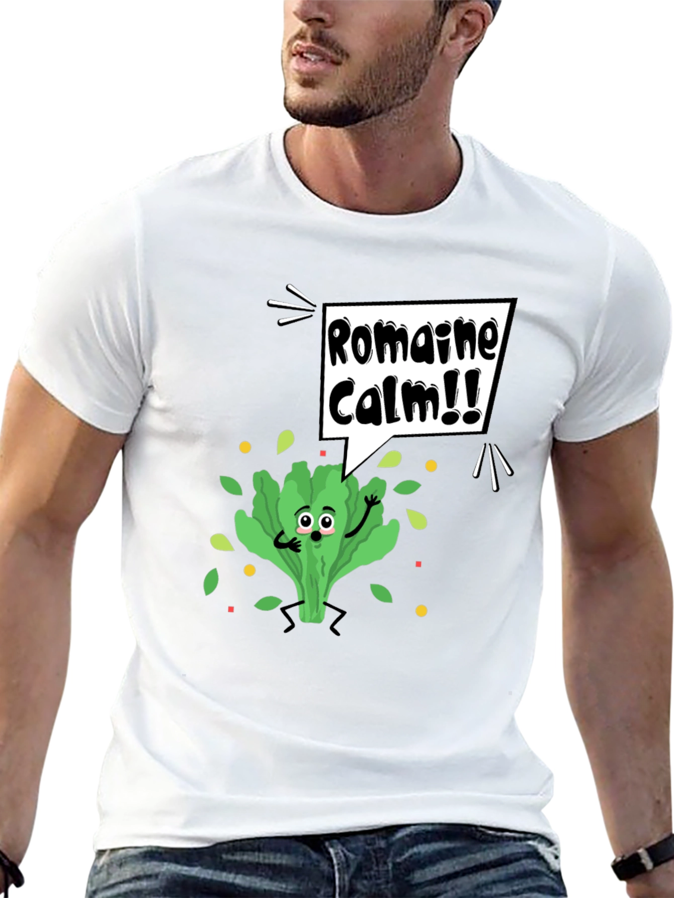 Black Romaine Calm Graphic Tee - Funny Food Pun T-Shirt view 13
