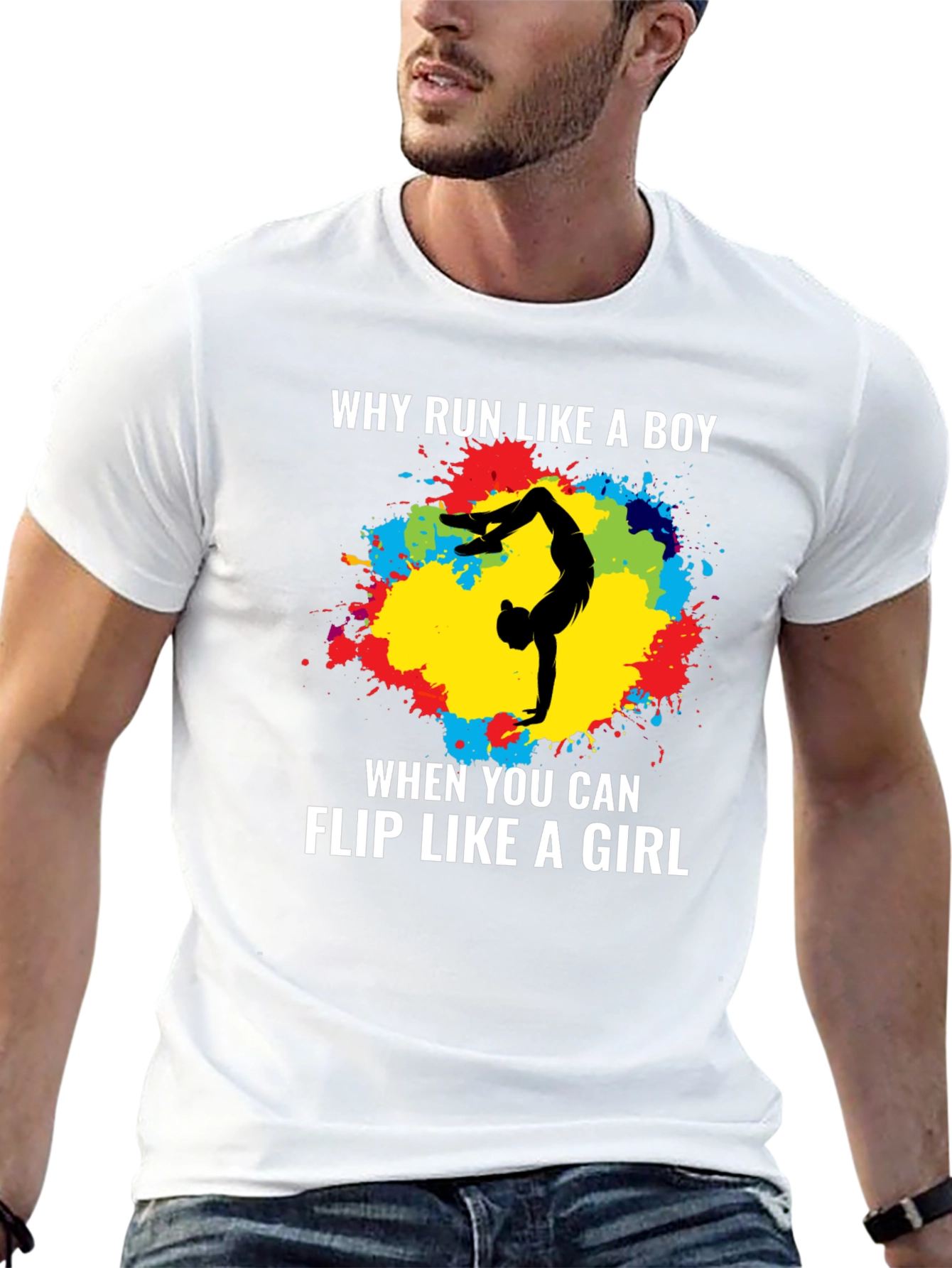 Black Gymnastics Flip Like a Girl T-Shirt view 13
