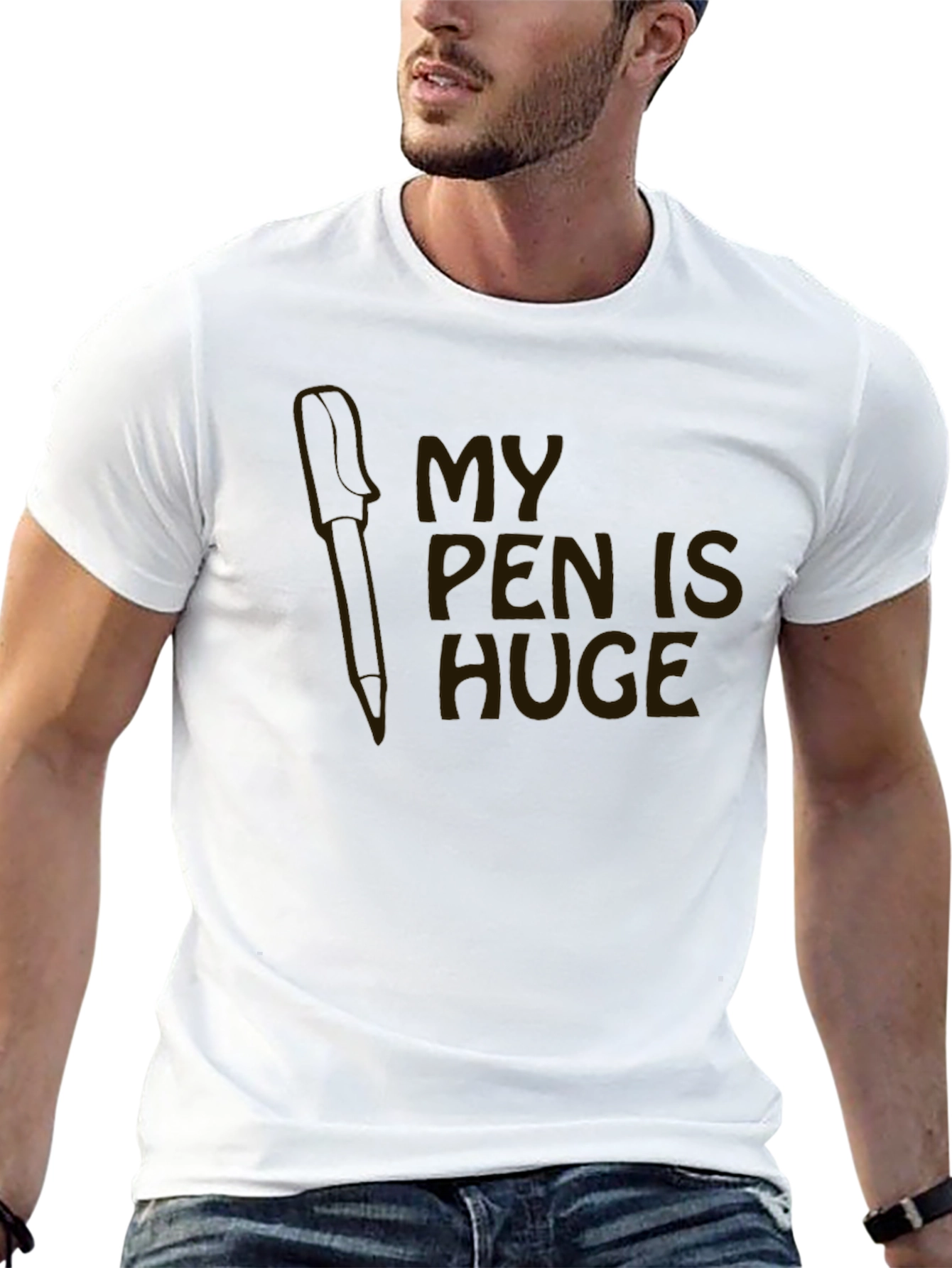 Black My Pen is Huge Funny Novelty Graphic T-Shirt view 13