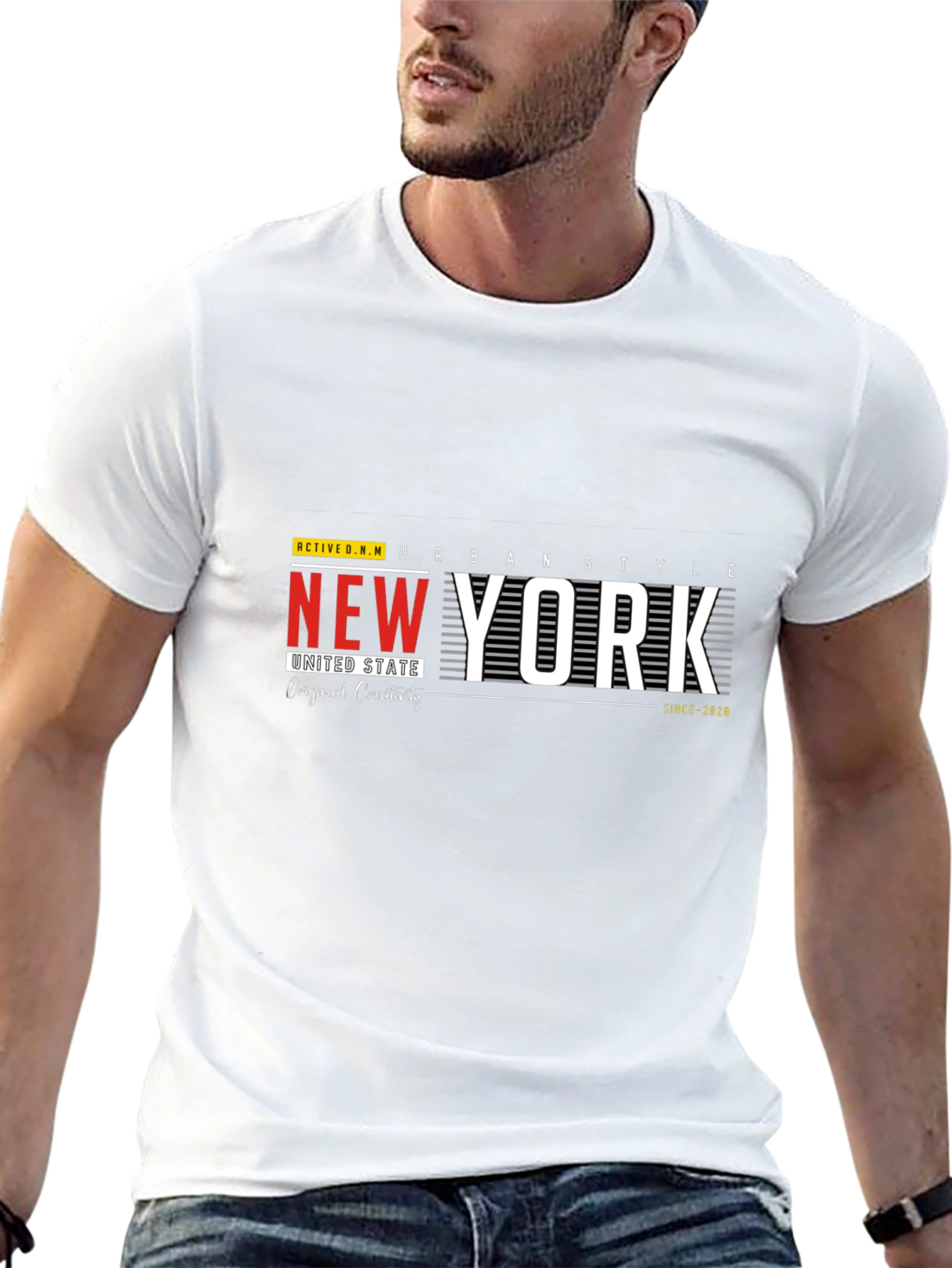Black New York Urban Style Graphic Print T-Shirt view 13