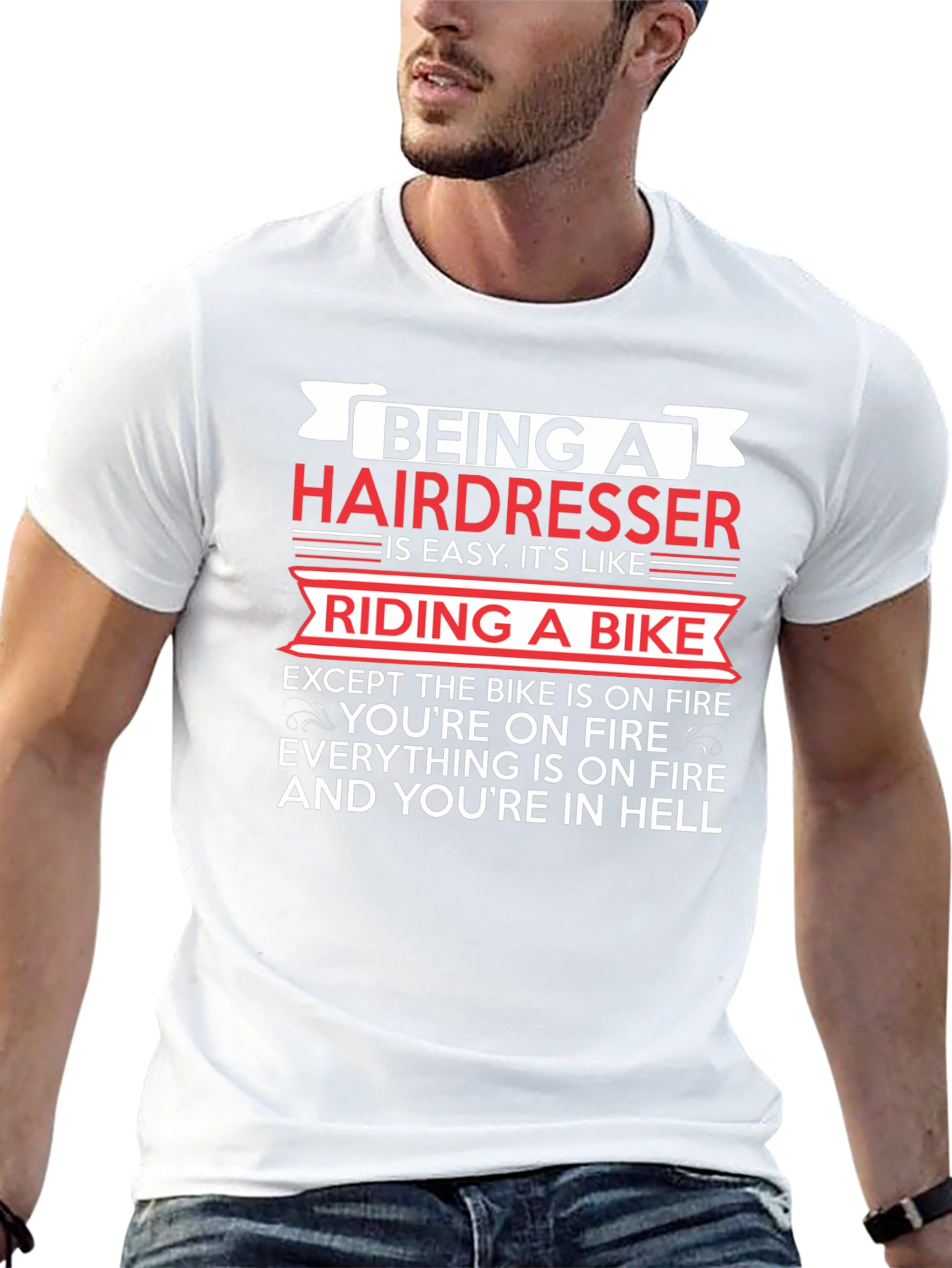 Black Funny Hairdresser T-Shirt: Riding a Bike in Hell! view 13