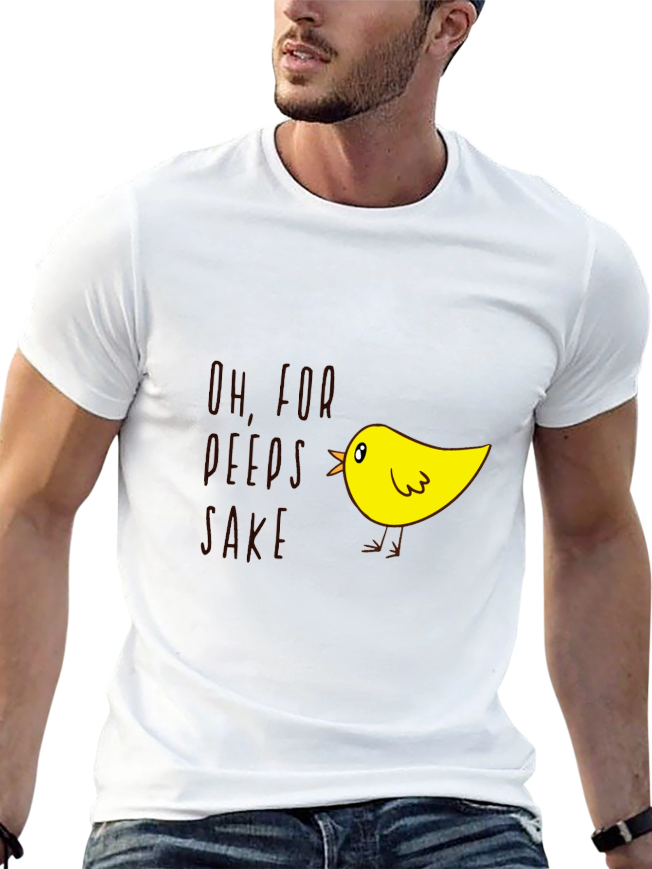 Black Funny Chick T-Shirt - "Oh, For Peep's Sake!" view 13