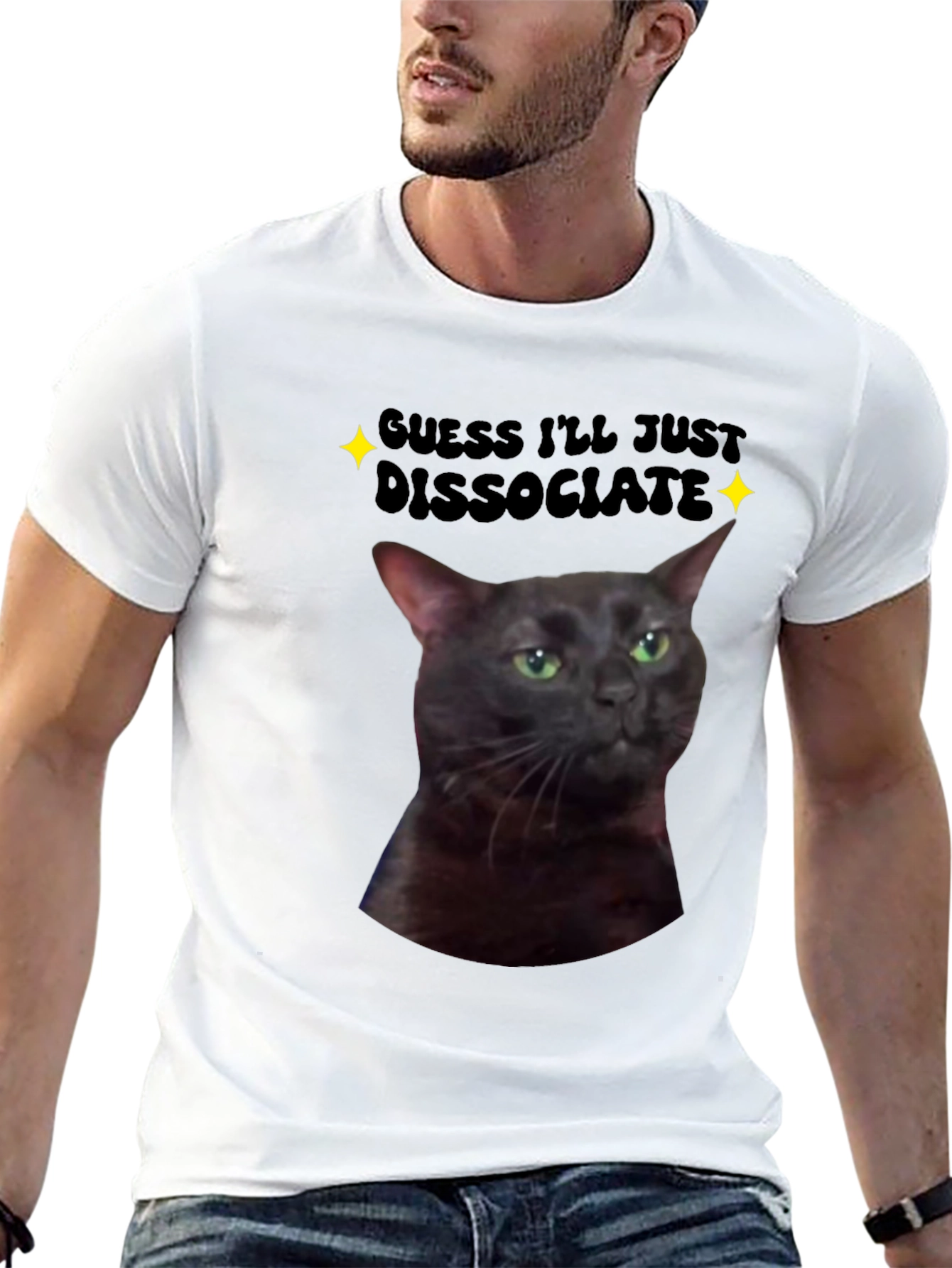 Black Dissociate Cat T-Shirt view 13