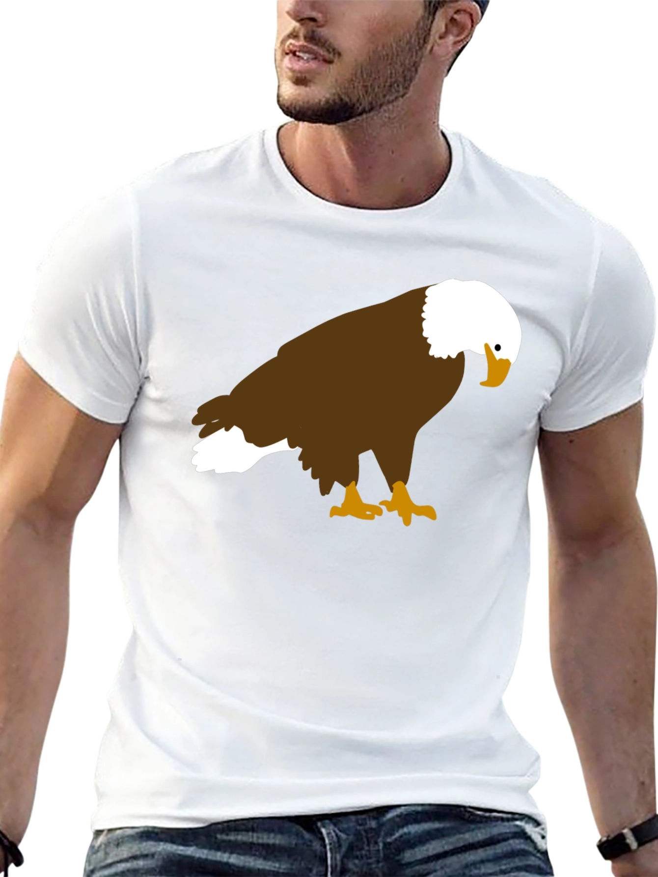 Black Bald Eagle Graphic Tee - Black Cotton Blend view 13