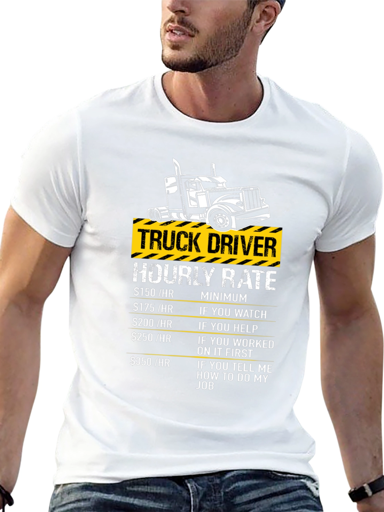 Black Truck Driver Hourly Rate Humor T-Shirt view 13