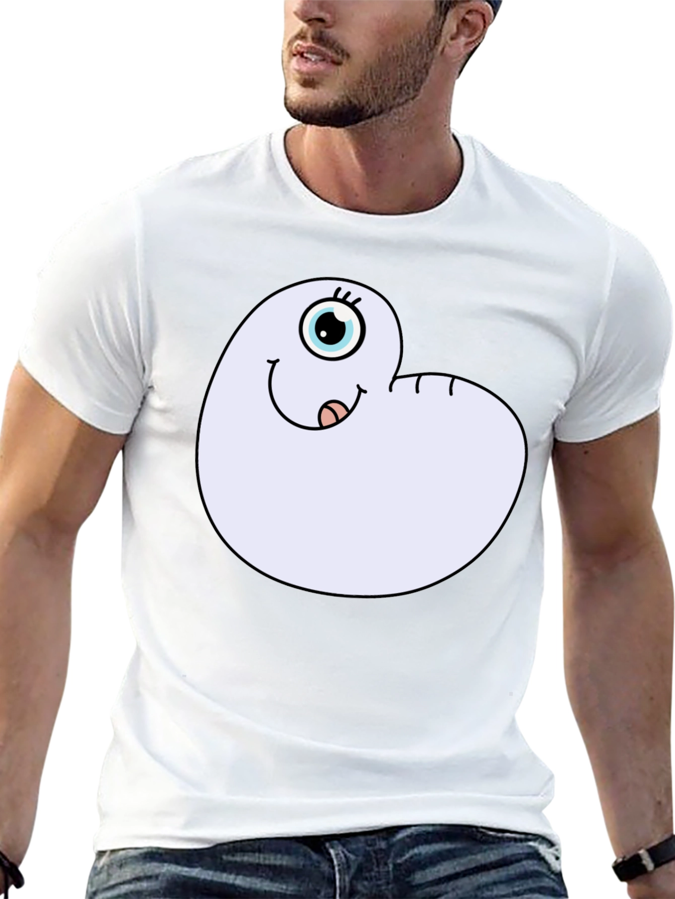 Black Cartoon Worm Tee - Funny Graphic T-Shirt view 13