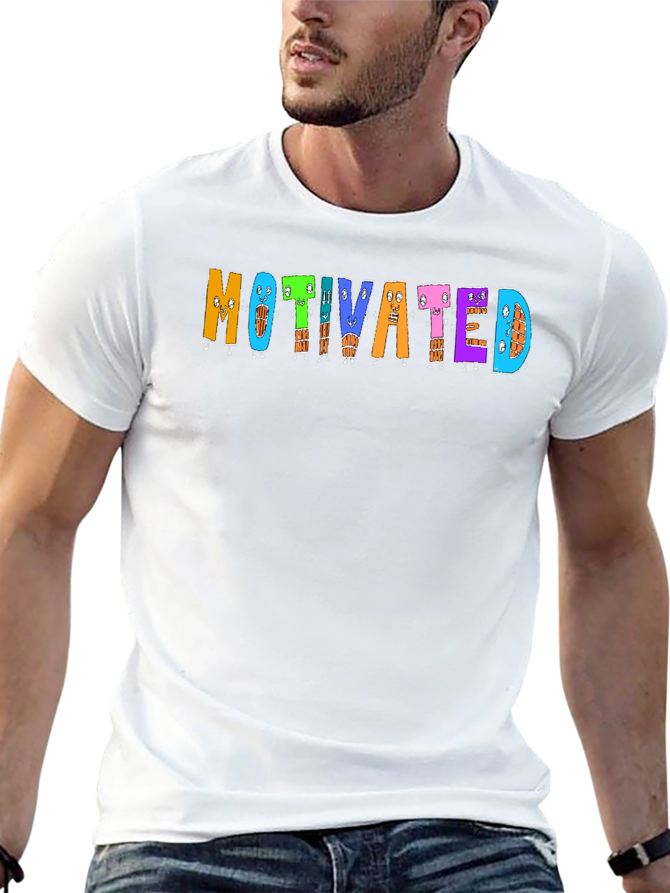 Black Motivated Cartoon Graphic T-Shirt view 13