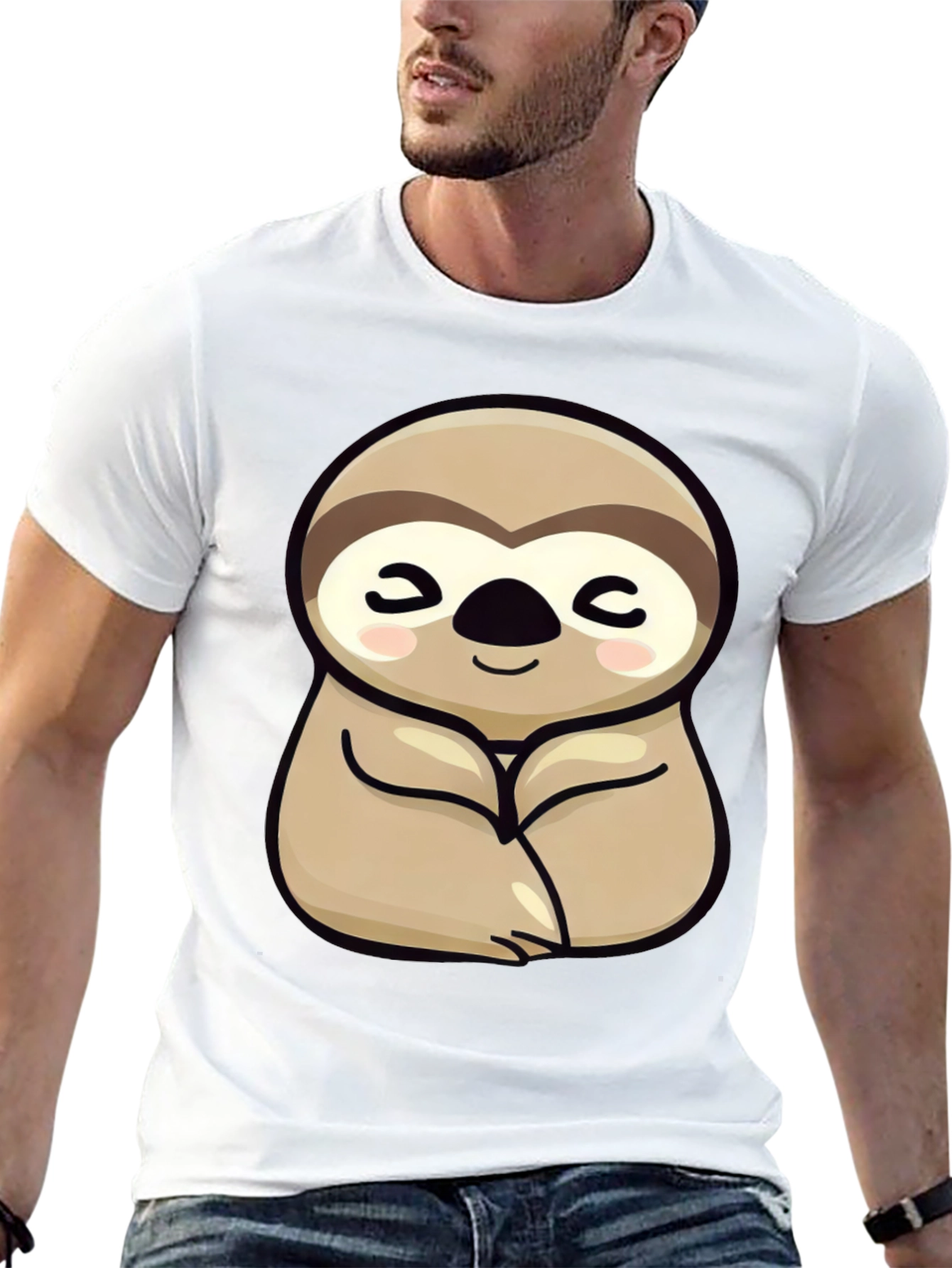 Black Cute Sloth Graphic Tee - Relaxed Fit Black T-Shirt view 13