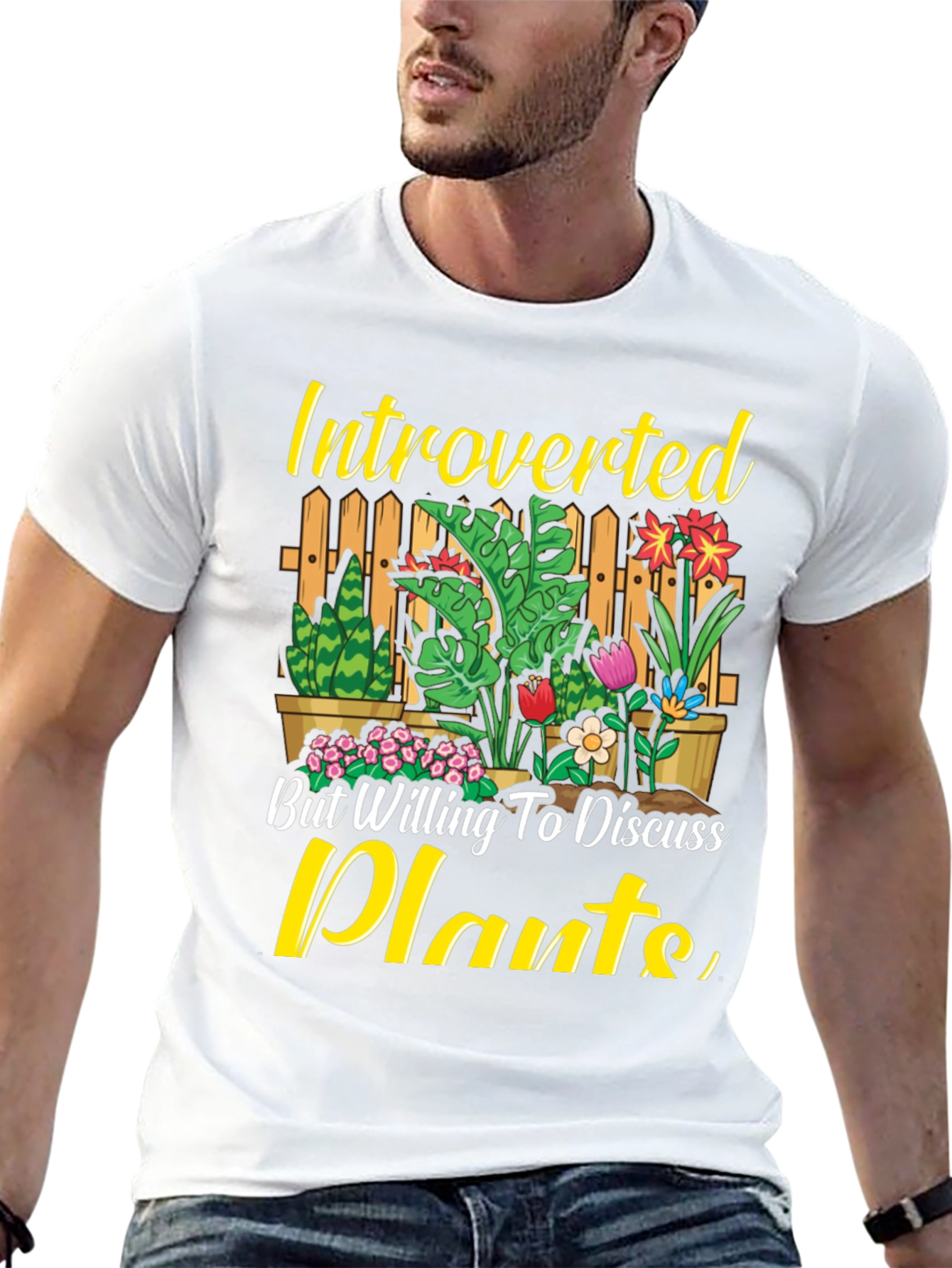 Black Introverted Plants Graphic T-Shirt view 13