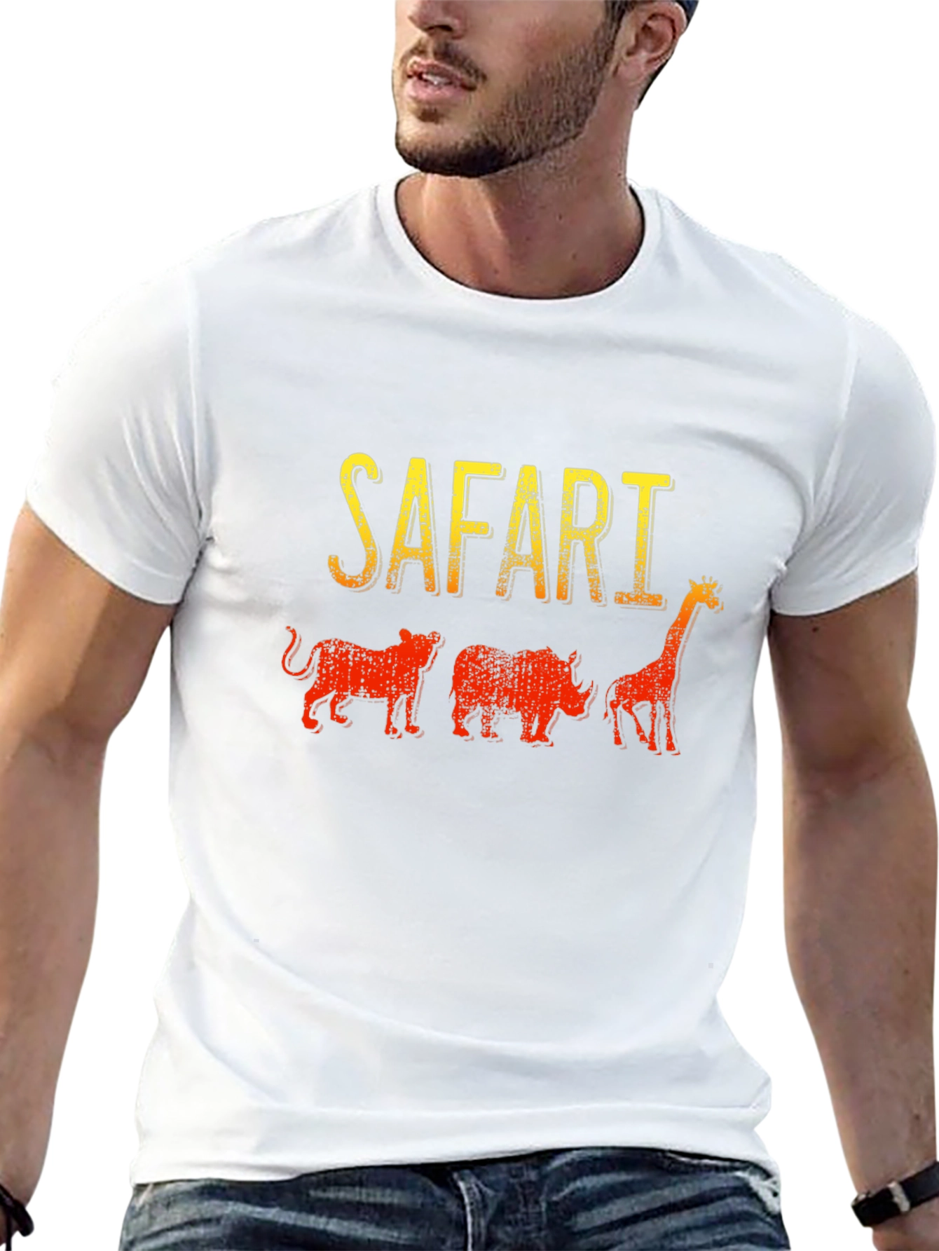Black Safari Animals Graphic T-Shirt - Black Cotton Tee view 13