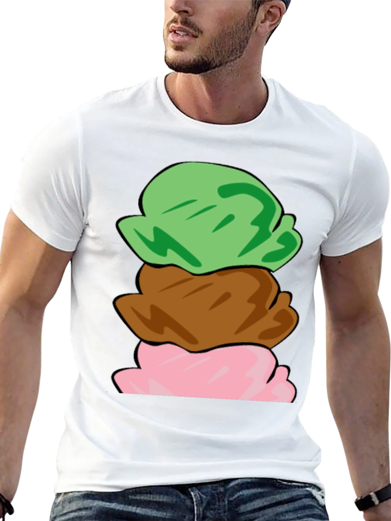 Black Ice Cream Scoop T-Shirt - Black Cotton Tee view 13