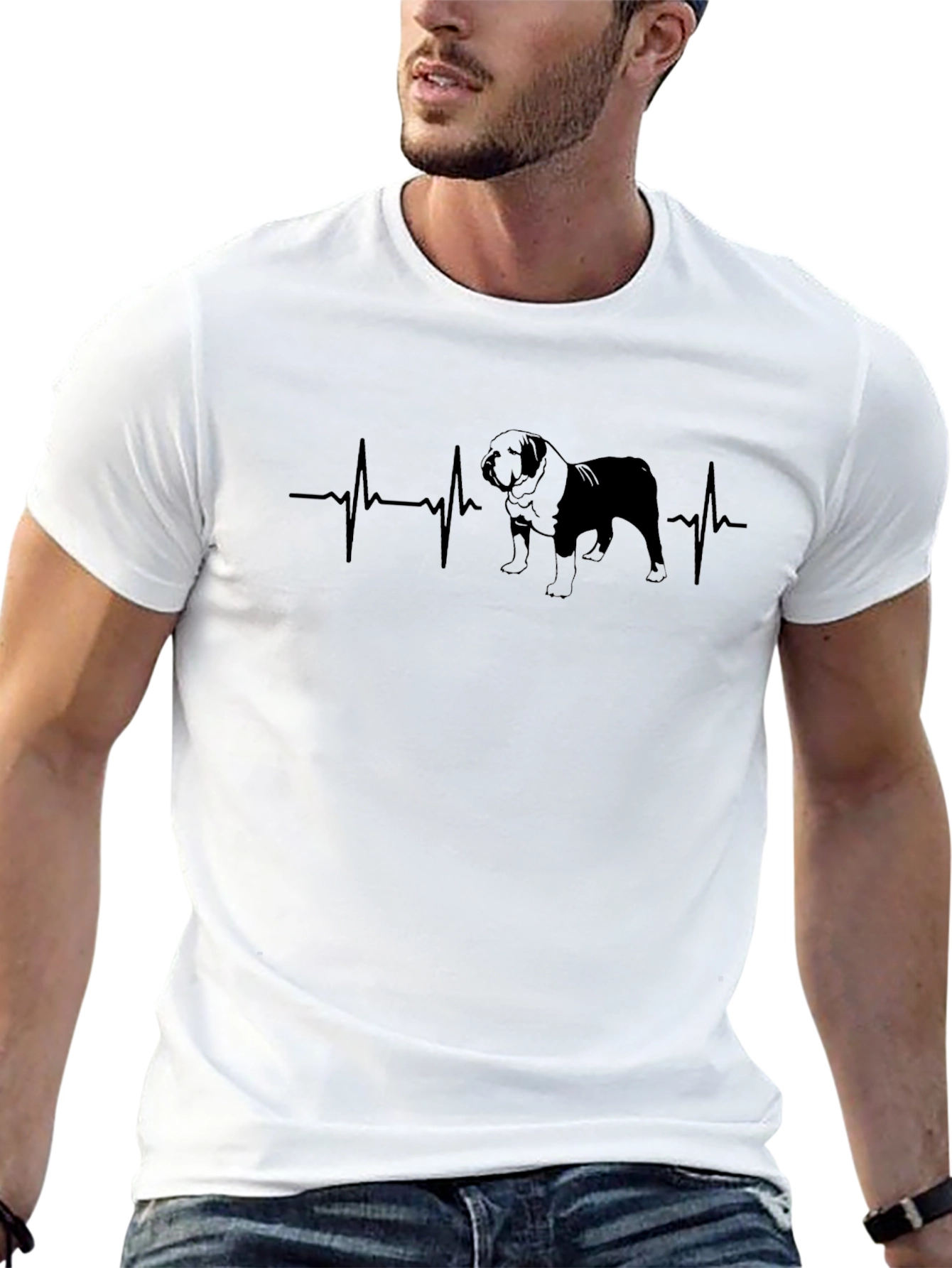 Black Bulldog Heartbeat T-Shirt - Dog Lover Tee view 13