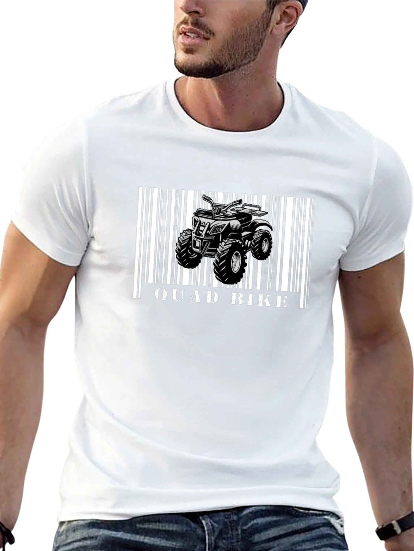 Black Quad Bike Barcode T-Shirt - Black view 13