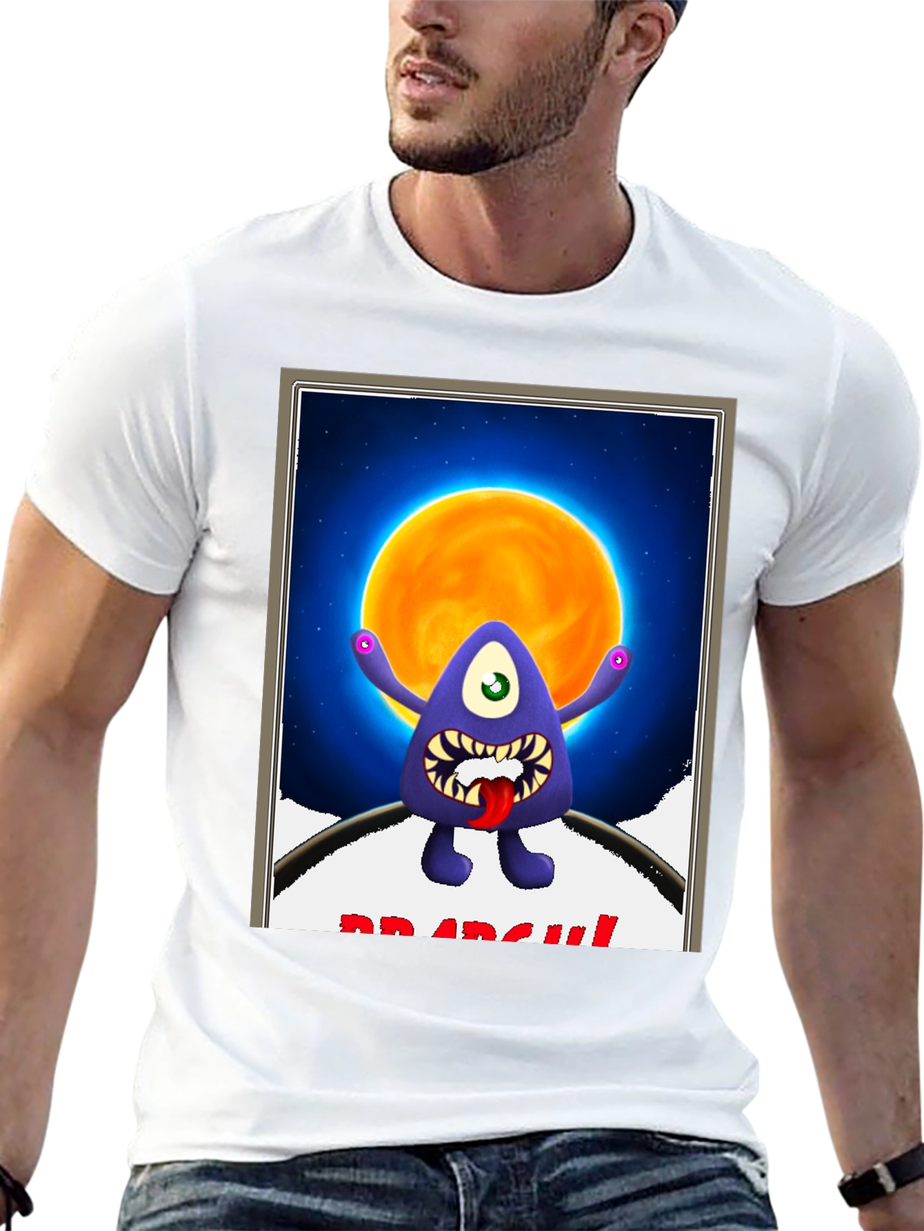 Black Monster Graphic T-Shirt - One Eye, Funny, Dark view 13