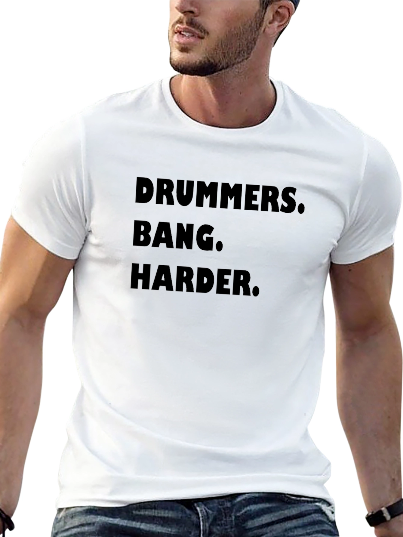 Black Drummers Bang Harder T-Shirt - Black Graphic Tee view 13