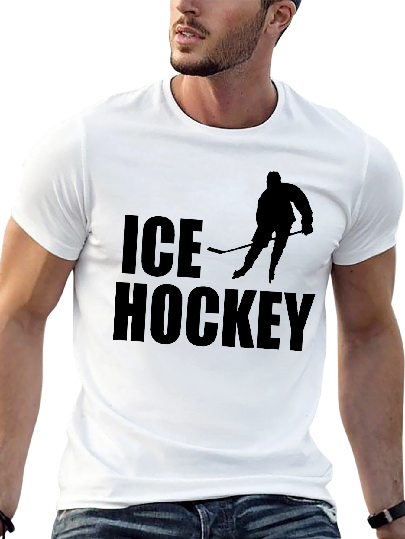 Black Ice Hockey Graphic Tee - Sporty Black T-Shirt view 13