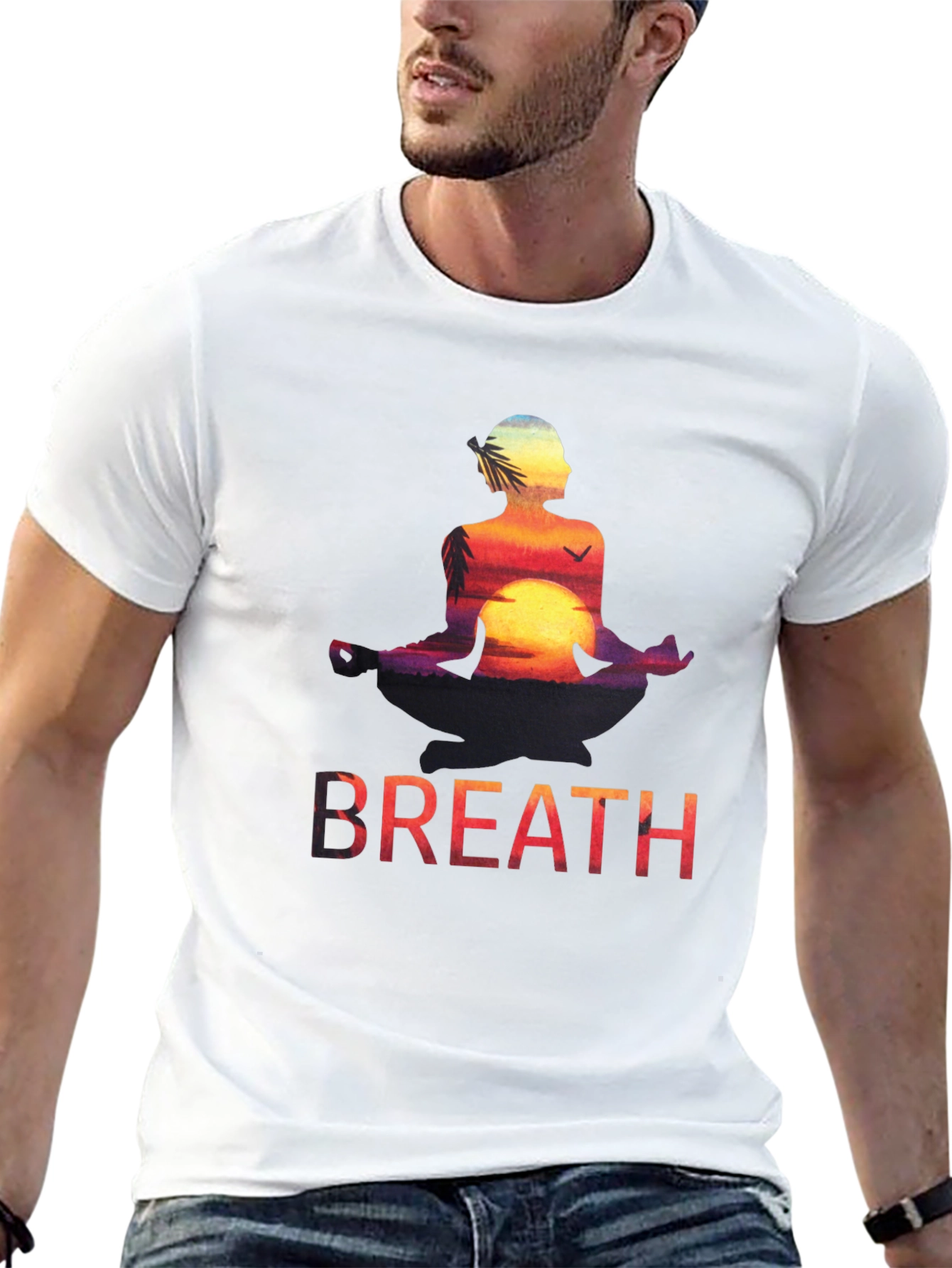 Black Zen Breath Meditation Graphic Tee view 13