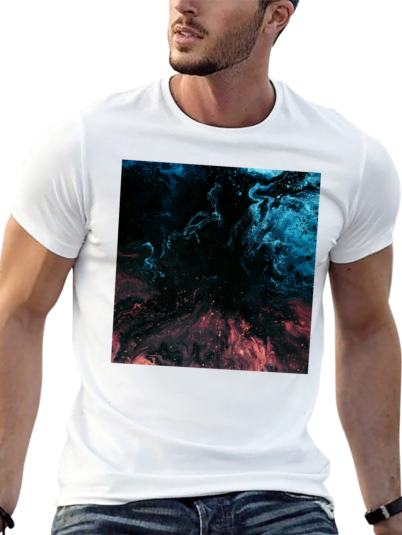 Black Abstract Nebula Graphic Black T-Shirt view 13