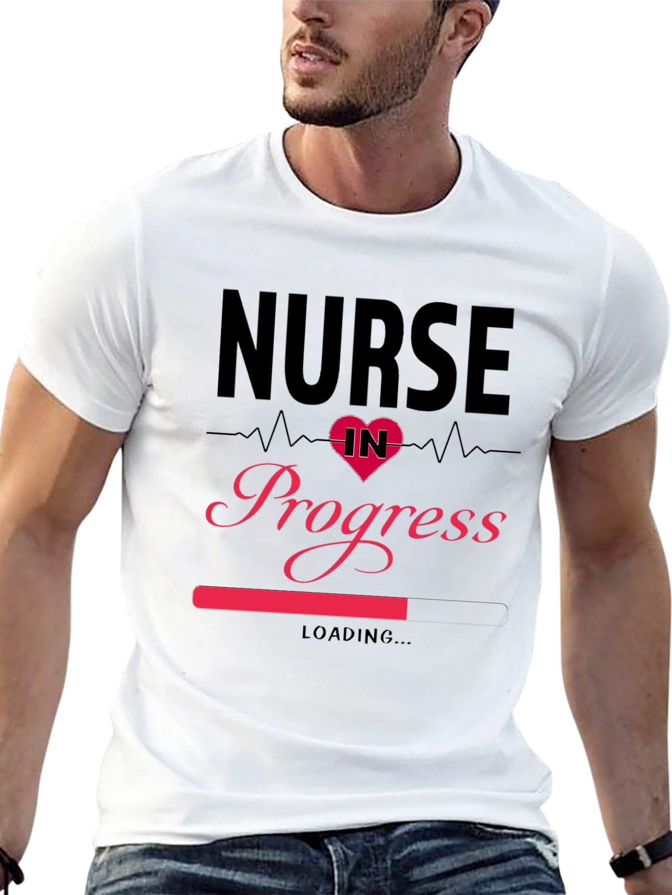Black Nurse in Progress Loading T-Shirt view 13