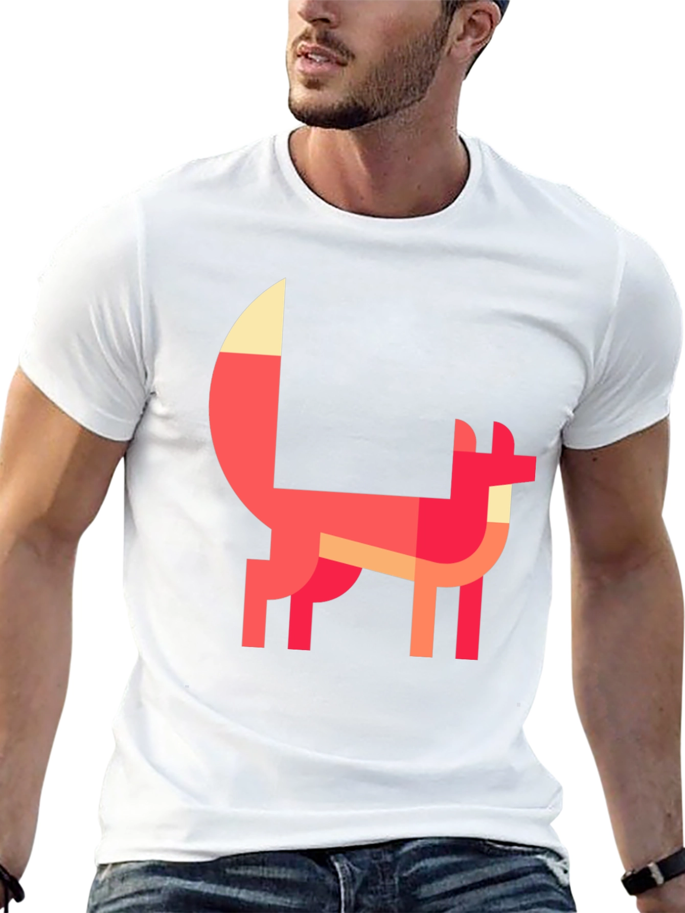 Black Geometric Fox Graphic Tee - Stylish Black T-Shirt view 13