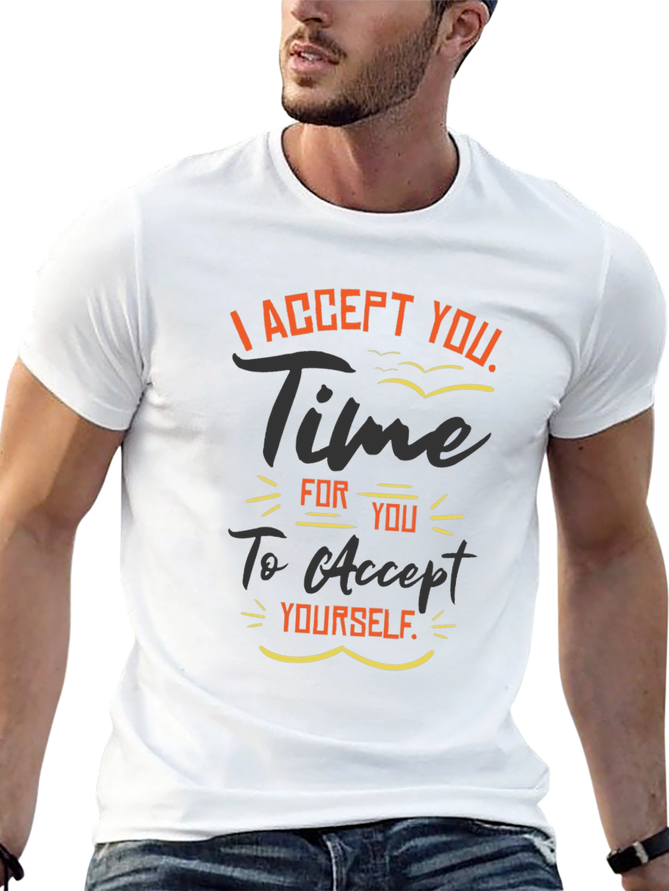 Black Accept Yourself Graphic T-Shirt - Inspiring Design view 13