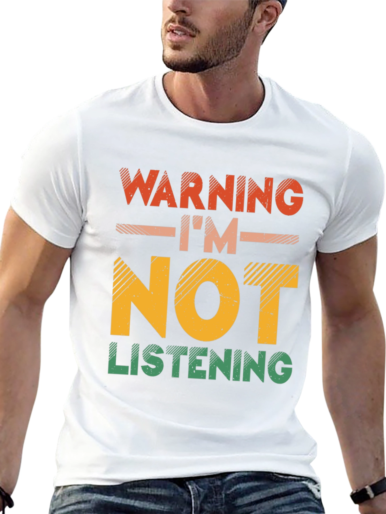 Black Warning I'm Not Listening T-Shirt view 13